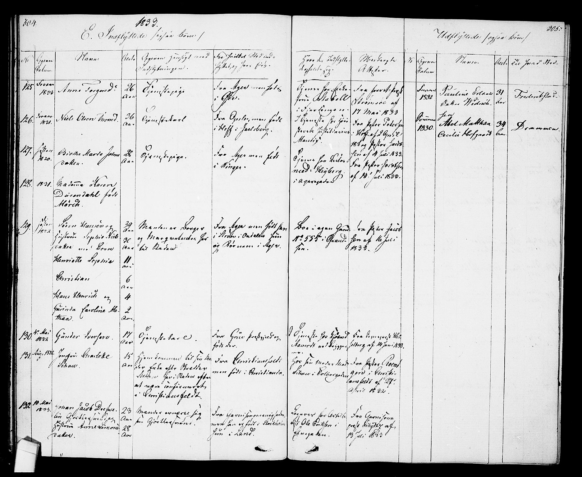 Oslo domkirke Kirkebøker, SAO/A-10752/F/Fa/L0027: Parish register (official) no. 27, 1828-1840, p. 304-305