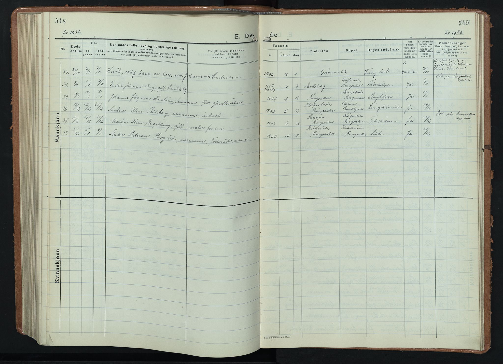 Ringsaker prestekontor, SAH/PREST-014/L/La/L0020: Parish register (copy) no. 20, 1934-1946, p. 548-549