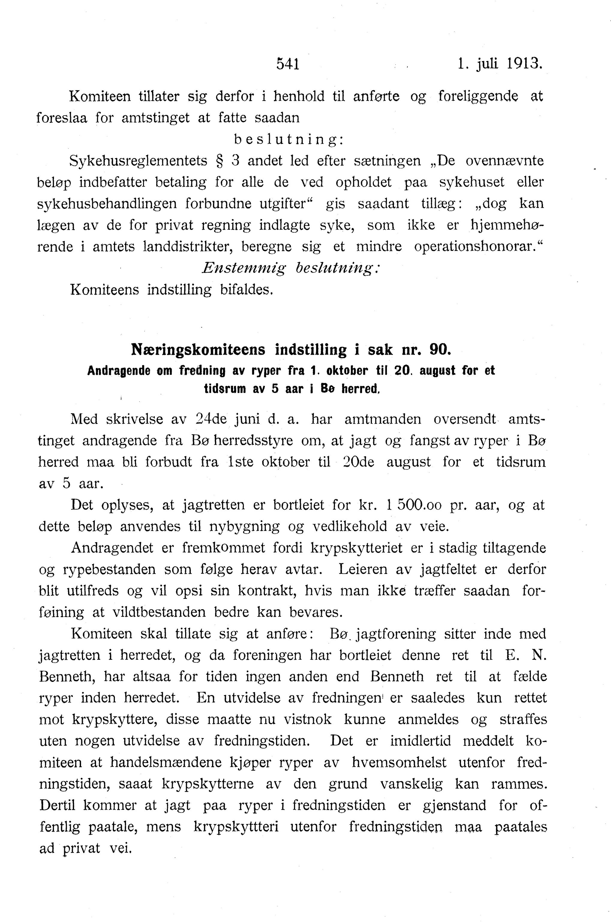 Nordland Fylkeskommune. Fylkestinget, AIN/NFK-17/176/A/Ac/L0036: Fylkestingsforhandlinger 1913, 1913