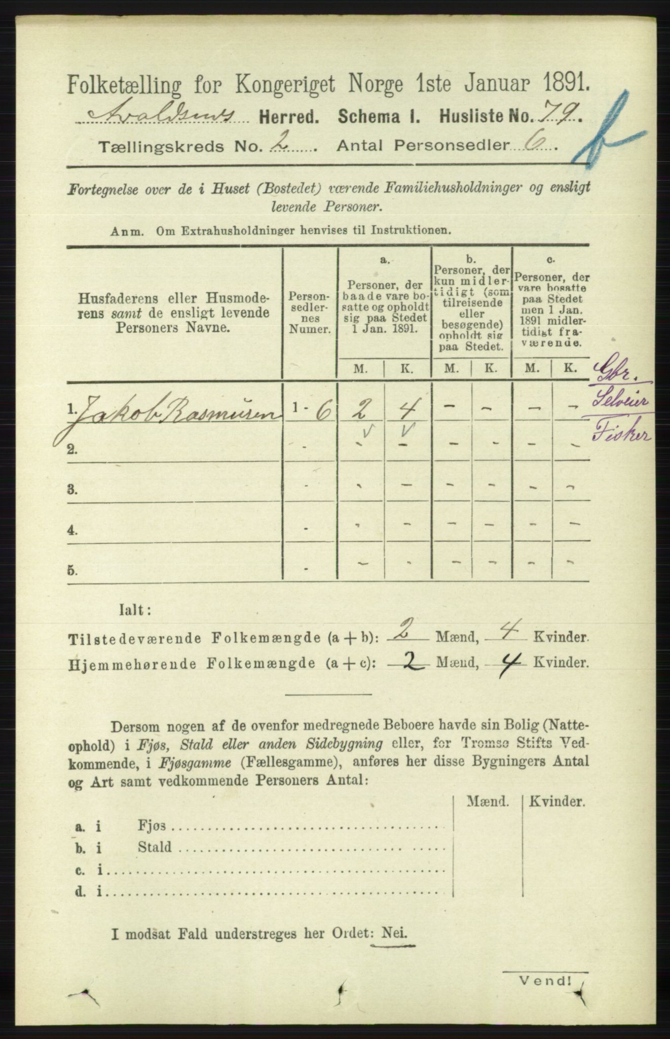 RA, 1891 census for 1147 Avaldsnes, 1891, p. 1968