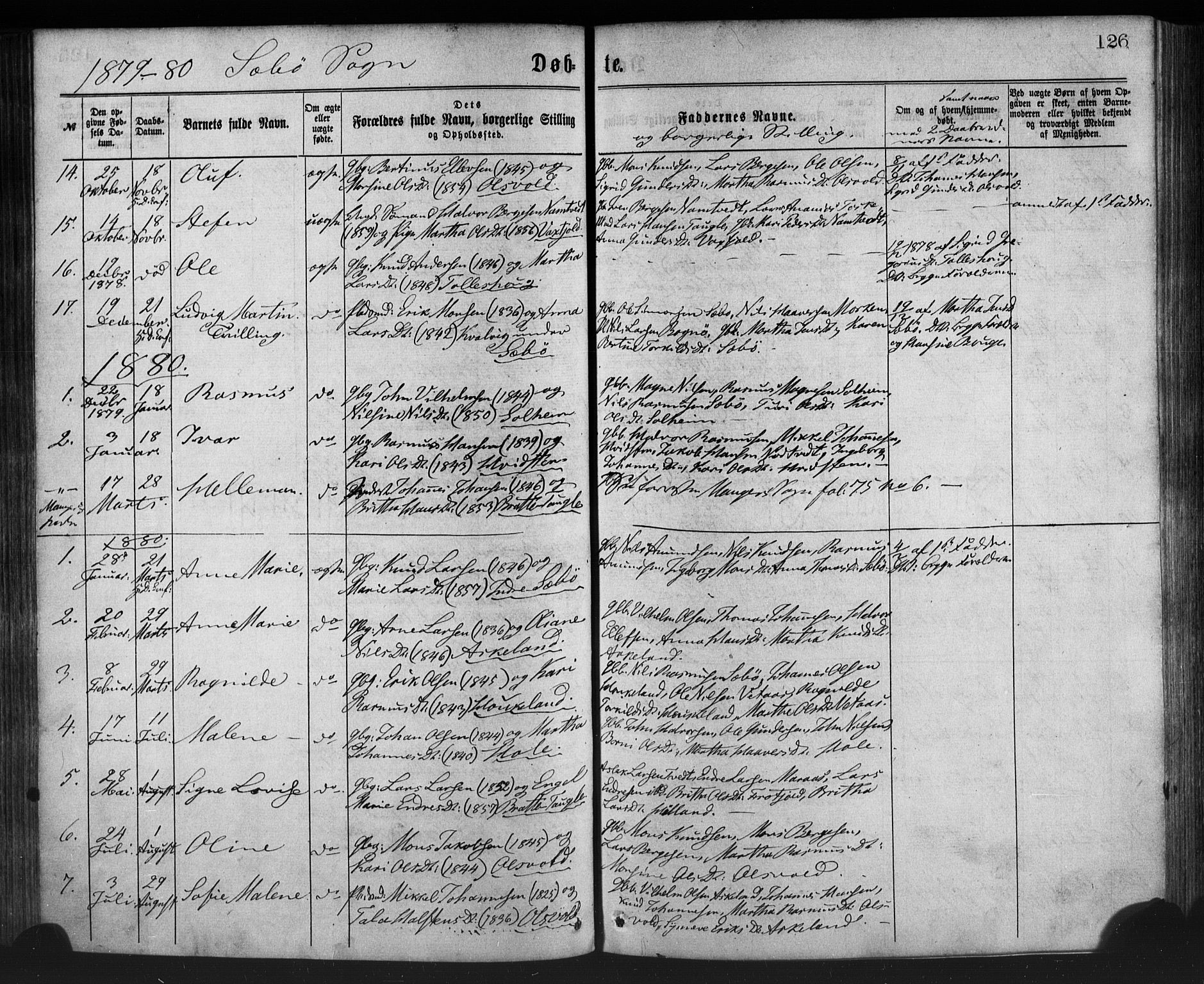 Manger sokneprestembete, SAB/A-76801/H/Haa: Parish register (official) no. A 8, 1871-1880, p. 126