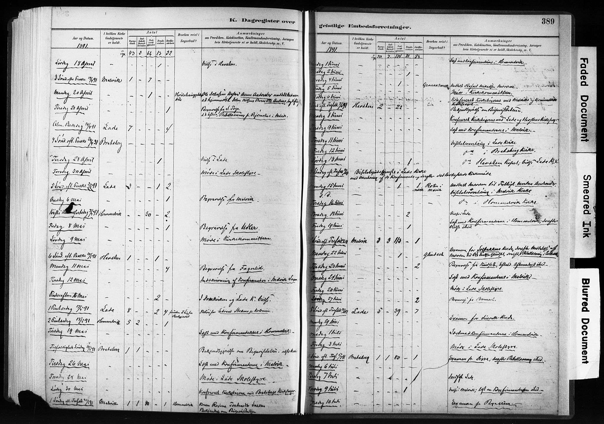 Ministerialprotokoller, klokkerbøker og fødselsregistre - Sør-Trøndelag, SAT/A-1456/606/L0300: Parish register (official) no. 606A15, 1886-1893, p. 389