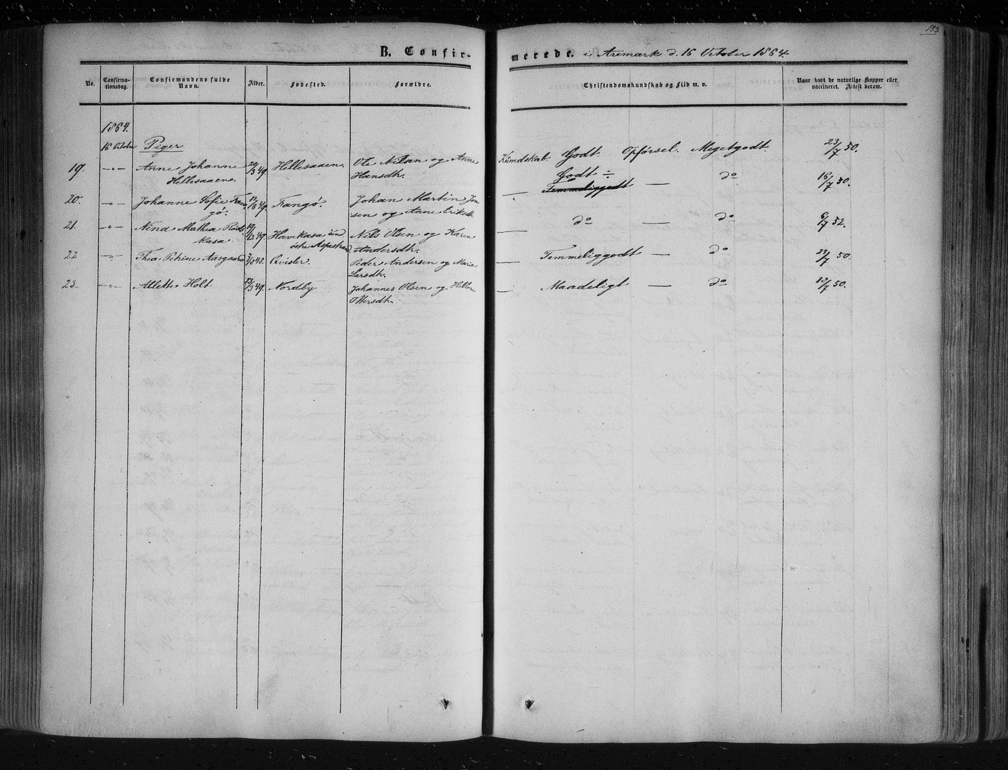 Aremark prestekontor Kirkebøker, SAO/A-10899/F/Fc/L0003: Parish register (official) no. III 3, 1850-1865, p. 183