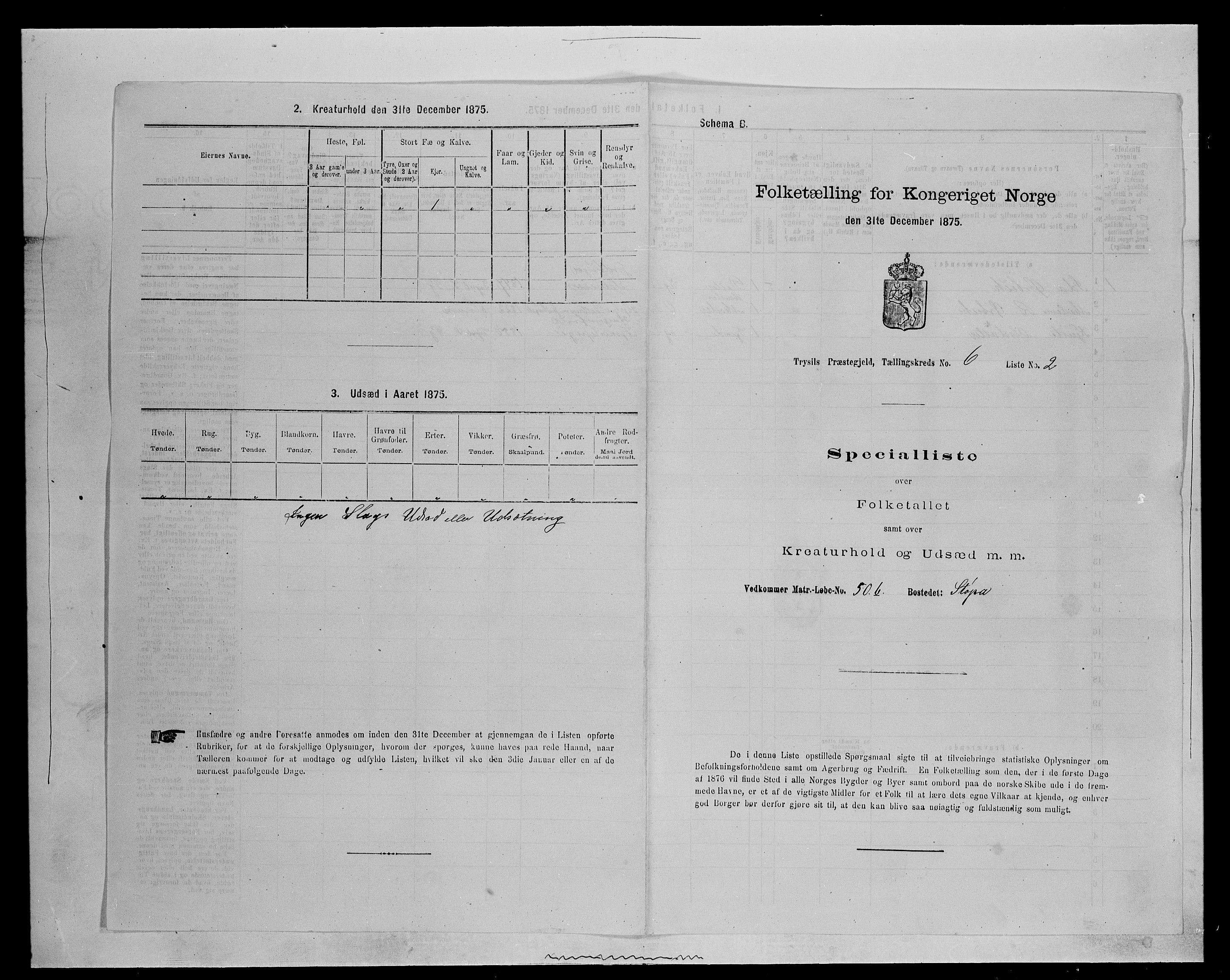 SAH, 1875 census for 0428P Trysil, 1875, p. 723