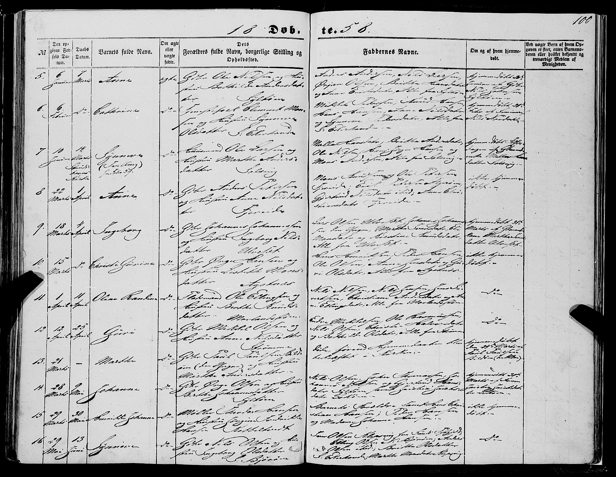 Fjell sokneprestembete, SAB/A-75301/H/Haa: Parish register (official) no. A 2, 1847-1864, p. 100