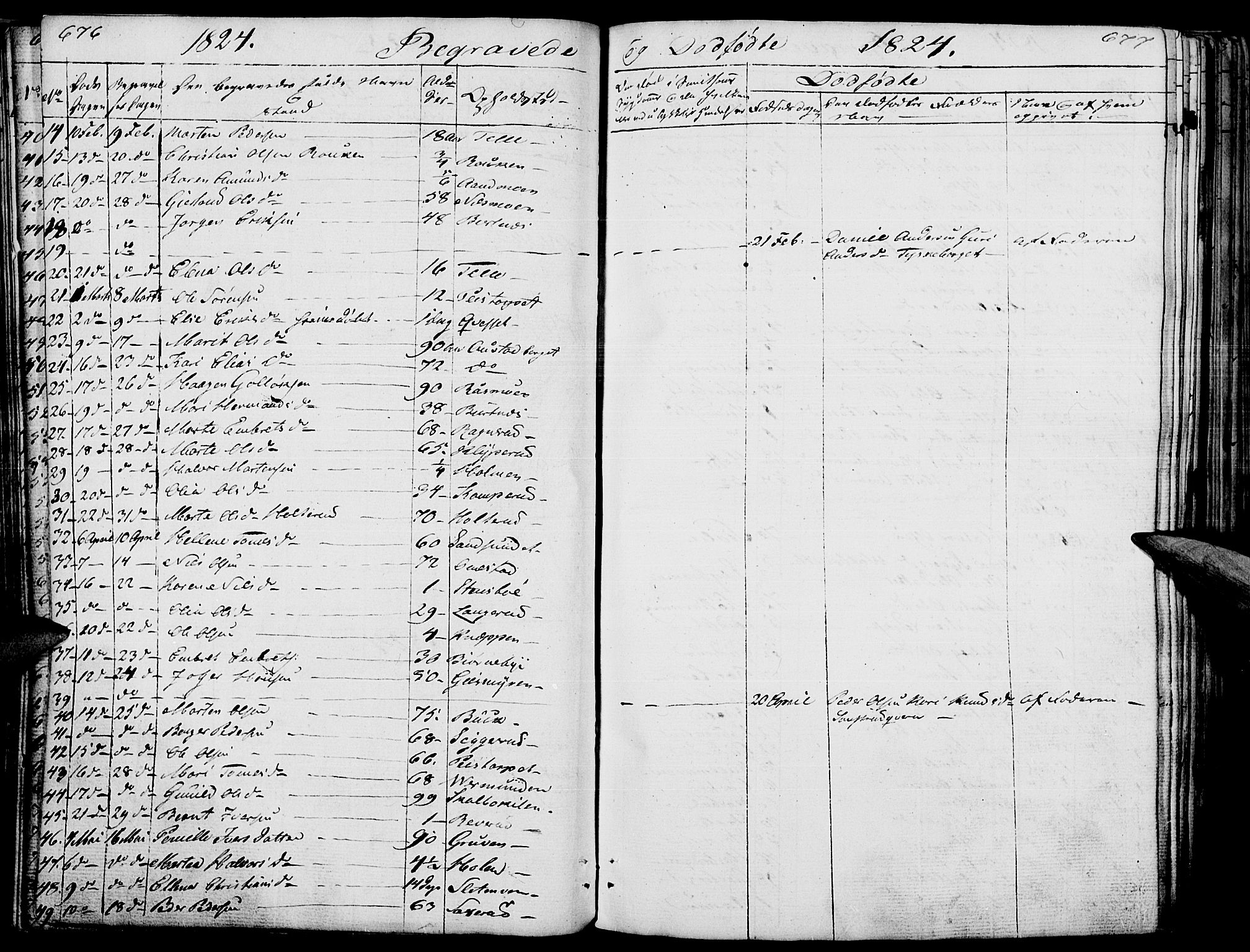 Hof prestekontor, AV/SAH-PREST-038/H/Ha/Haa/L0006: Parish register (official) no. 6, 1822-1841, p. 676-677