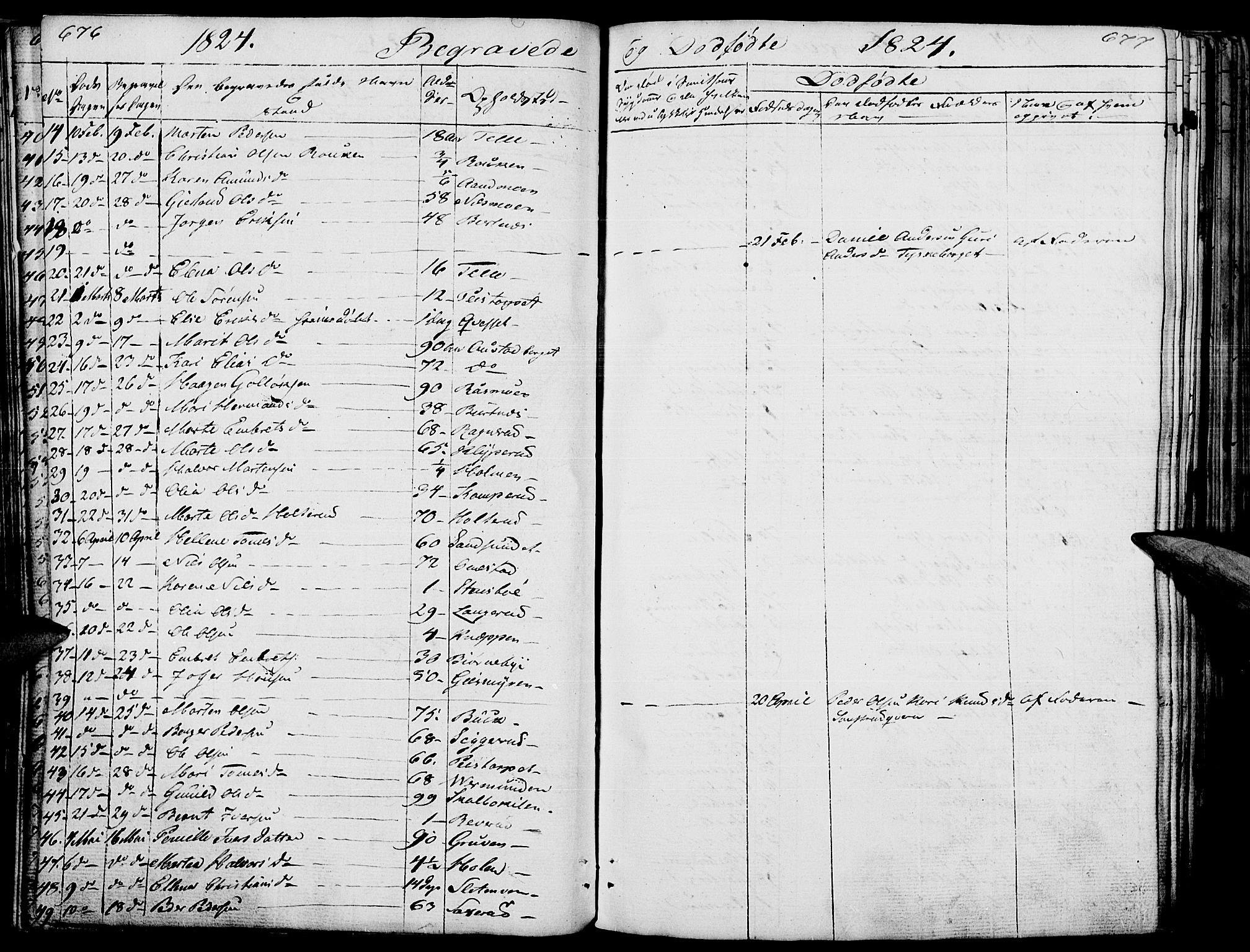 Hof prestekontor, SAH/PREST-038/H/Ha/Haa/L0006: Parish register (official) no. 6, 1822-1841, p. 676-677