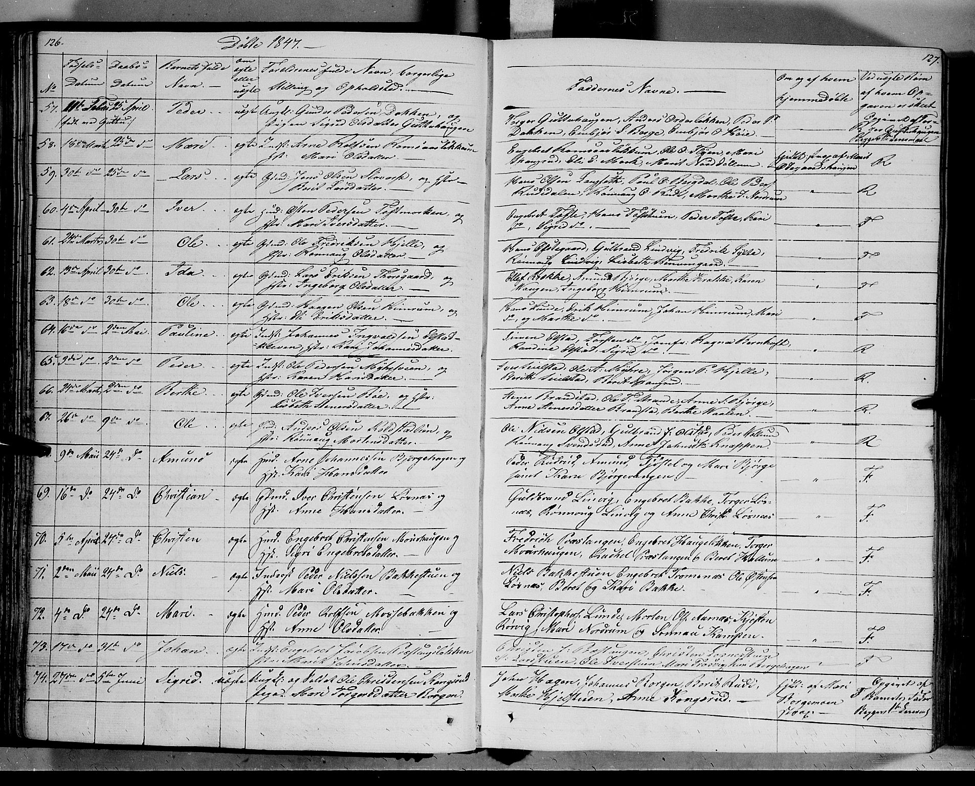 Ringebu prestekontor, AV/SAH-PREST-082/H/Ha/Haa/L0005: Parish register (official) no. 5, 1839-1848, p. 126-127