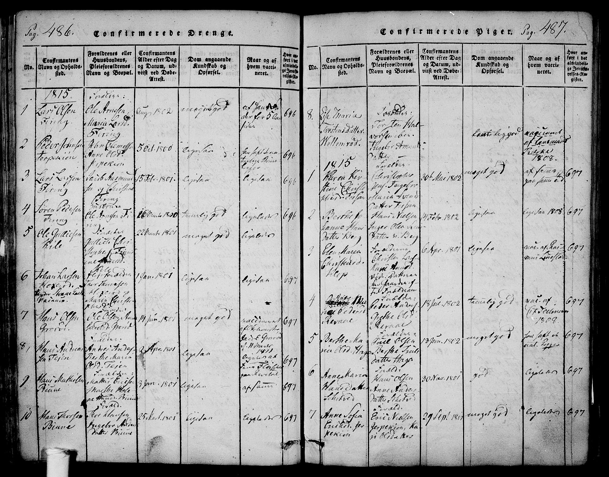 Ramnes kirkebøker, AV/SAKO-A-314/F/Fa/L0004: Parish register (official) no. I 4, 1813-1840, p. 486-487