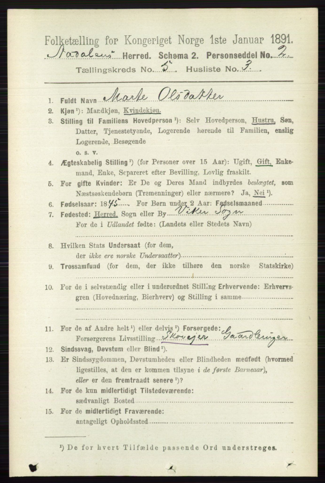 RA, 1891 census for 0614 Ådal, 1891, p. 2026