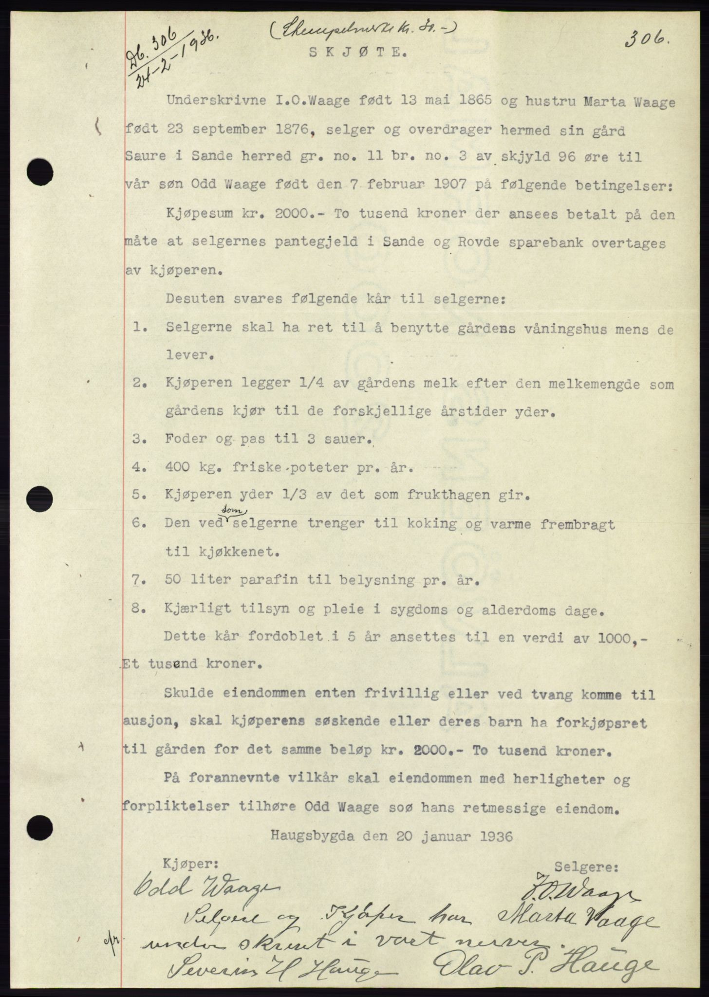 Søre Sunnmøre sorenskriveri, AV/SAT-A-4122/1/2/2C/L0060: Mortgage book no. 54, 1935-1936, Deed date: 24.02.1936