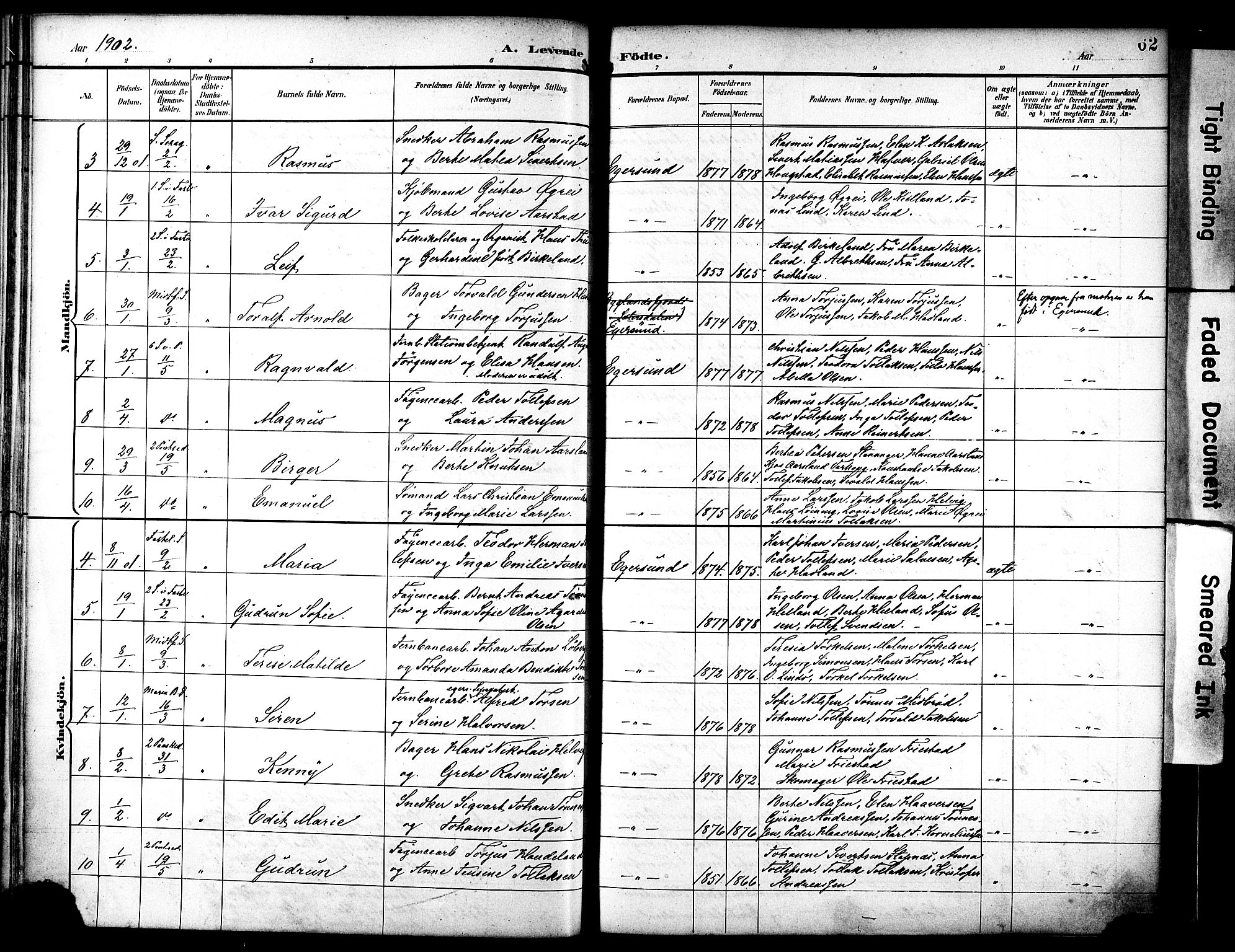 Eigersund sokneprestkontor, AV/SAST-A-101807/S08/L0019: Parish register (official) no. A 18, 1892-1905, p. 62