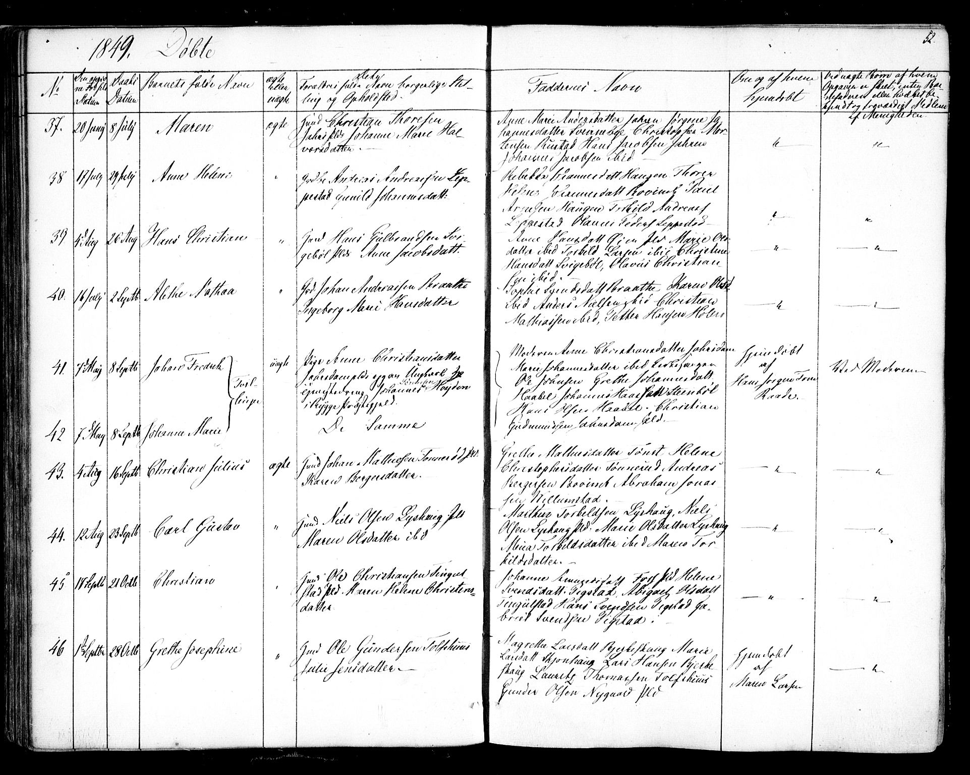 Hobøl prestekontor Kirkebøker, AV/SAO-A-2002/F/Fa/L0003: Parish register (official) no. I 3, 1842-1864, p. 52