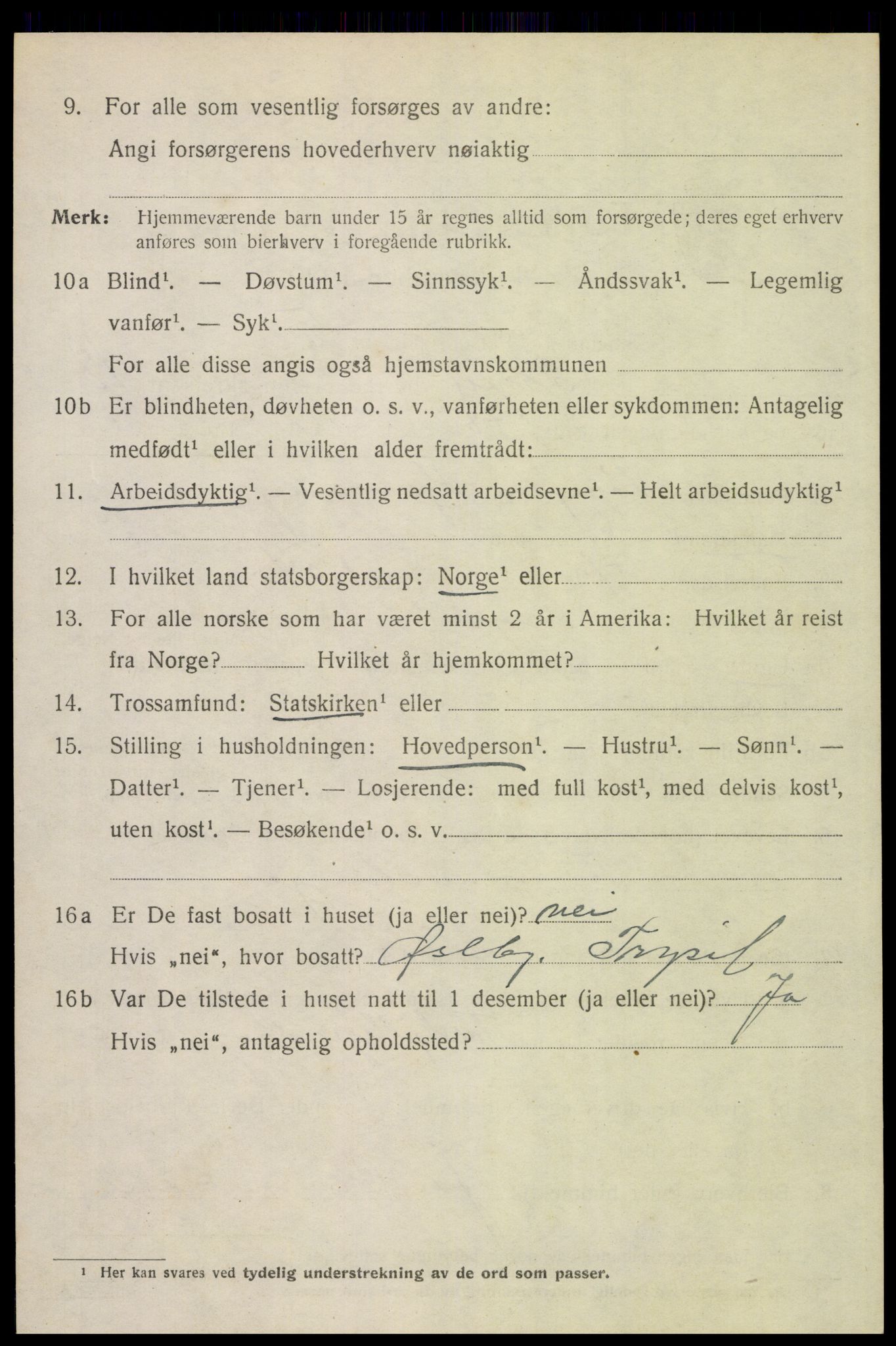 SAH, 1920 census for Trysil, 1920, p. 12704