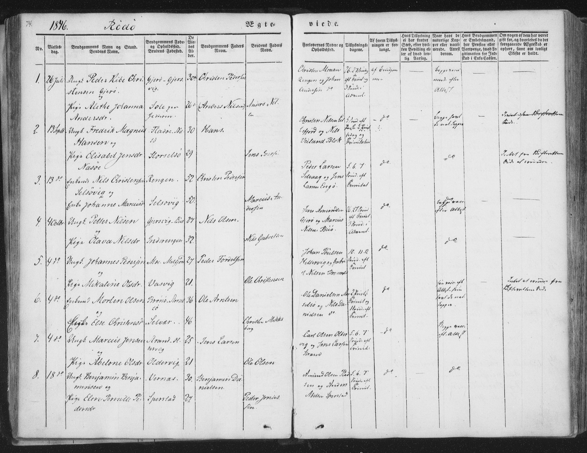 Ministerialprotokoller, klokkerbøker og fødselsregistre - Nordland, SAT/A-1459/841/L0604: Parish register (official) no. 841A09 /1, 1845-1862, p. 74