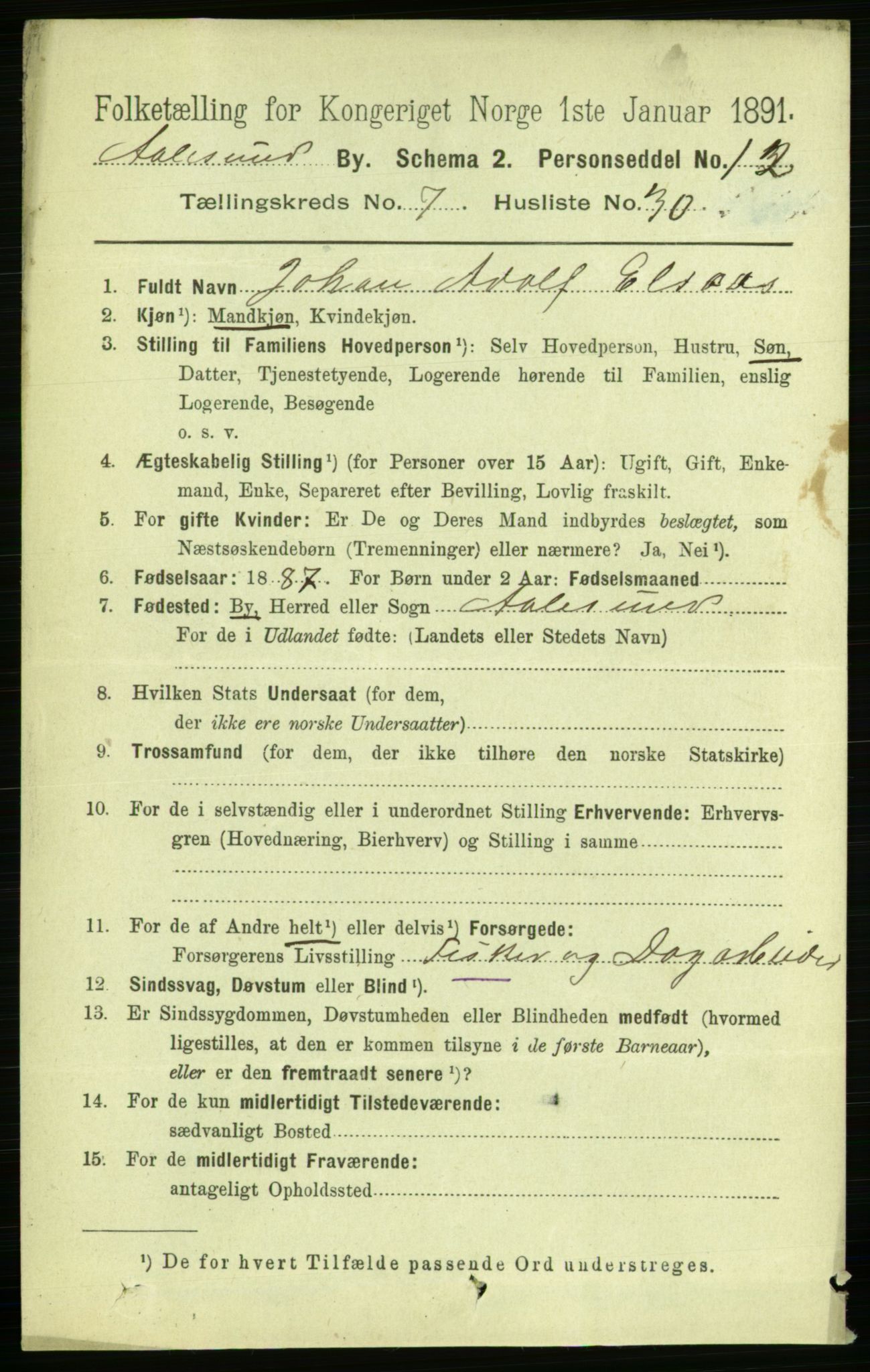 RA, 1891 census for 1501 Ålesund, 1891, p. 5777