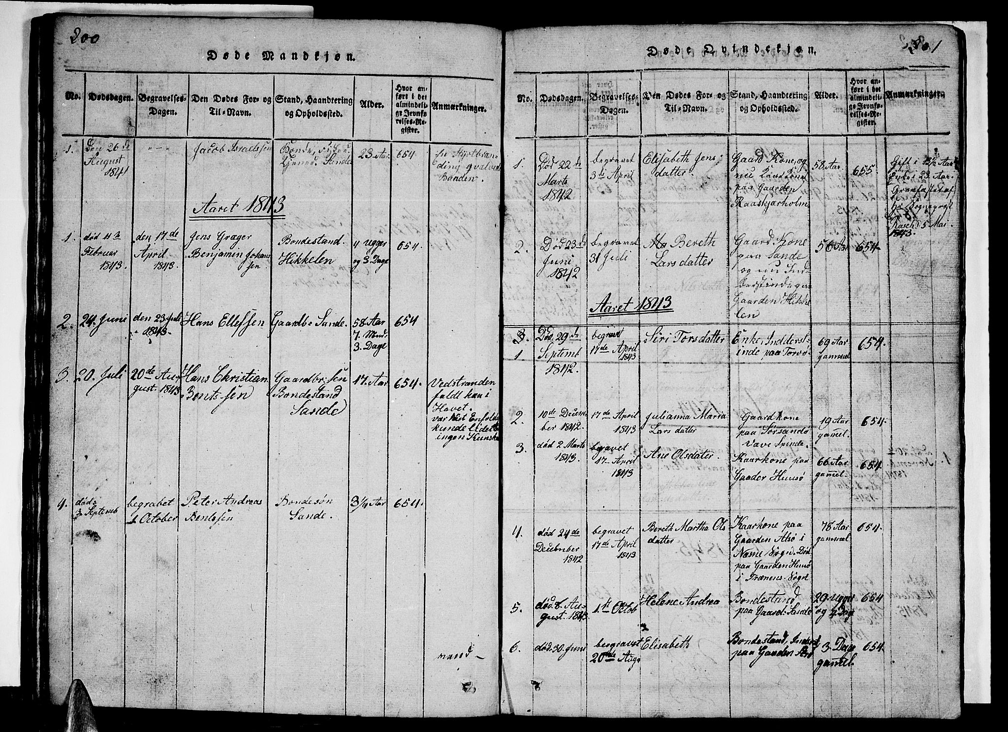 Ministerialprotokoller, klokkerbøker og fødselsregistre - Nordland, AV/SAT-A-1459/840/L0581: Parish register (copy) no. 840C01, 1820-1873, p. 200-201