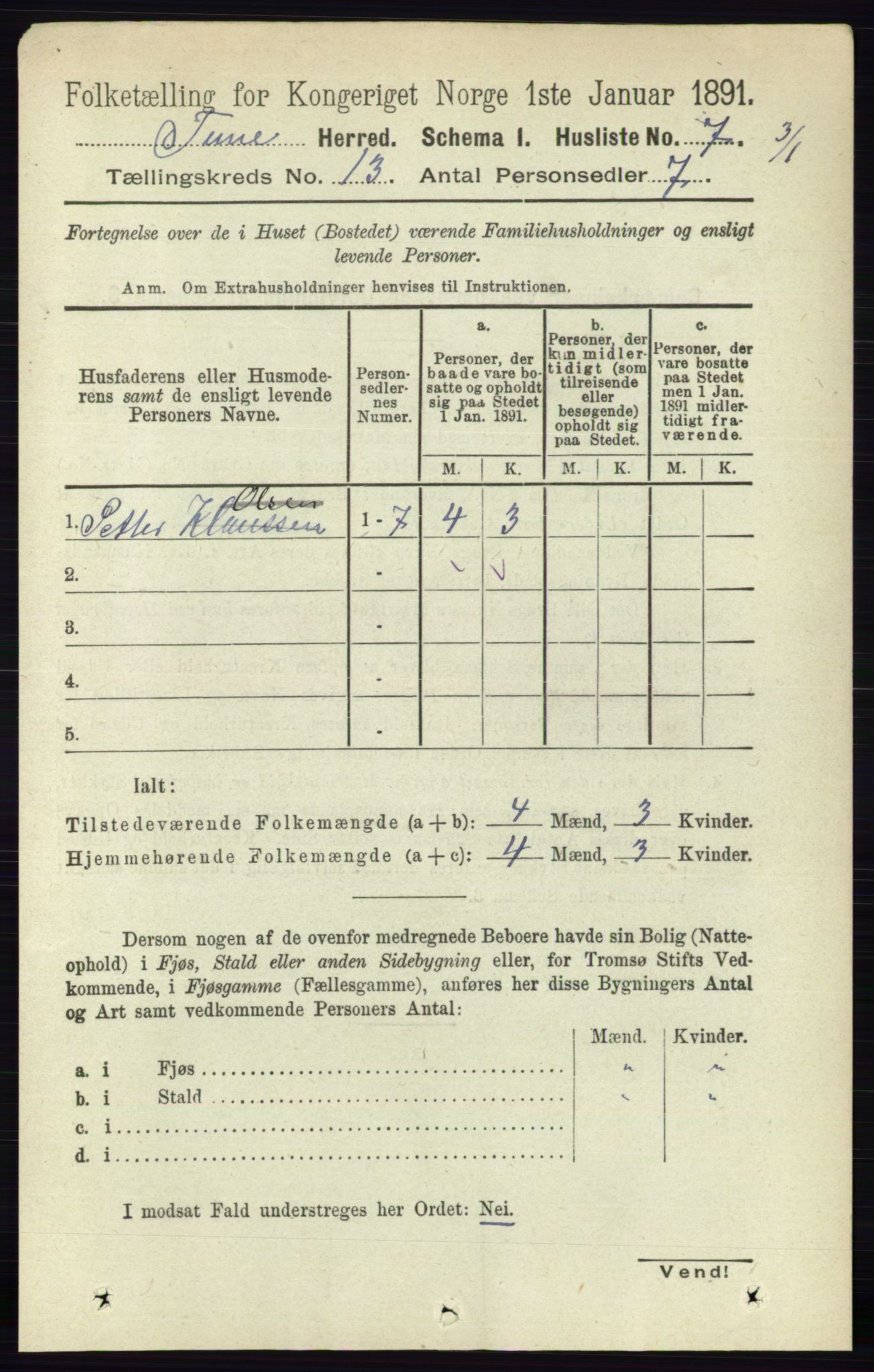 RA, 1891 census for 0130 Tune, 1891, p. 7546
