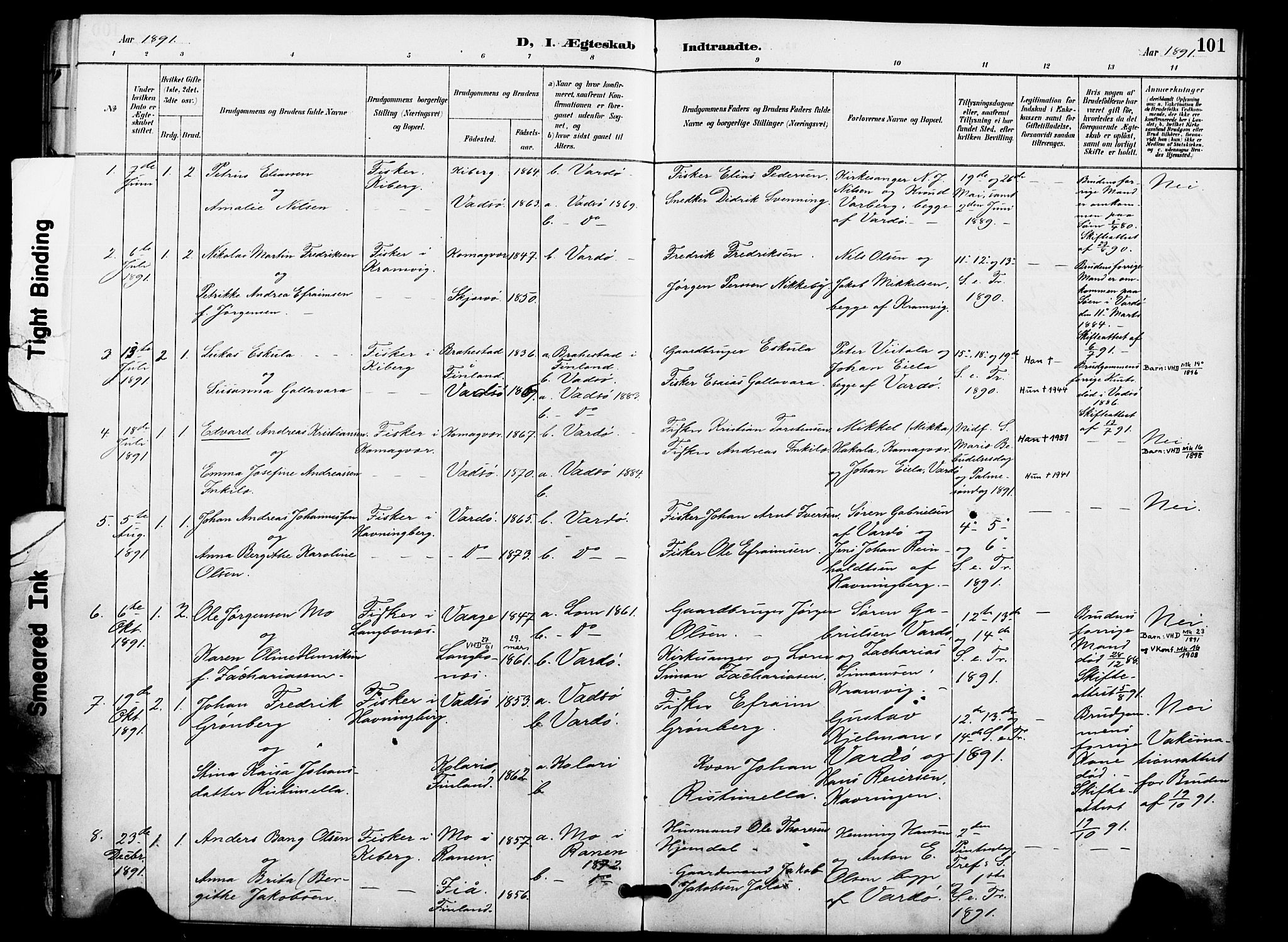 Vardø sokneprestkontor, SATØ/S-1332/H/Ha/L0009kirke: Parish register (official) no. 9, 1887-1898, p. 101