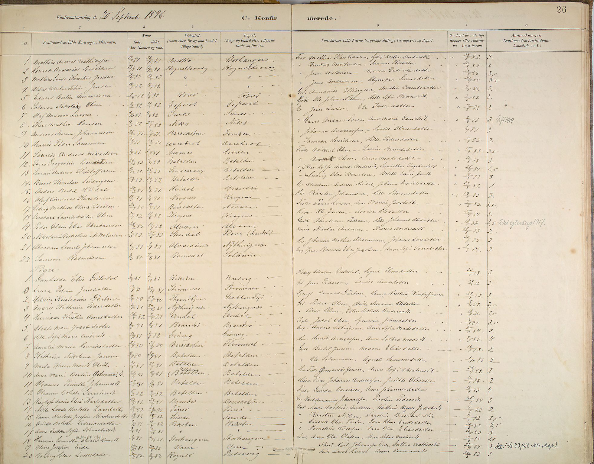 Kinn sokneprestembete, AV/SAB-A-80801/H/Haa/Haab/L0006: Parish register (official) no. B 6, 1883-1925, p. 26