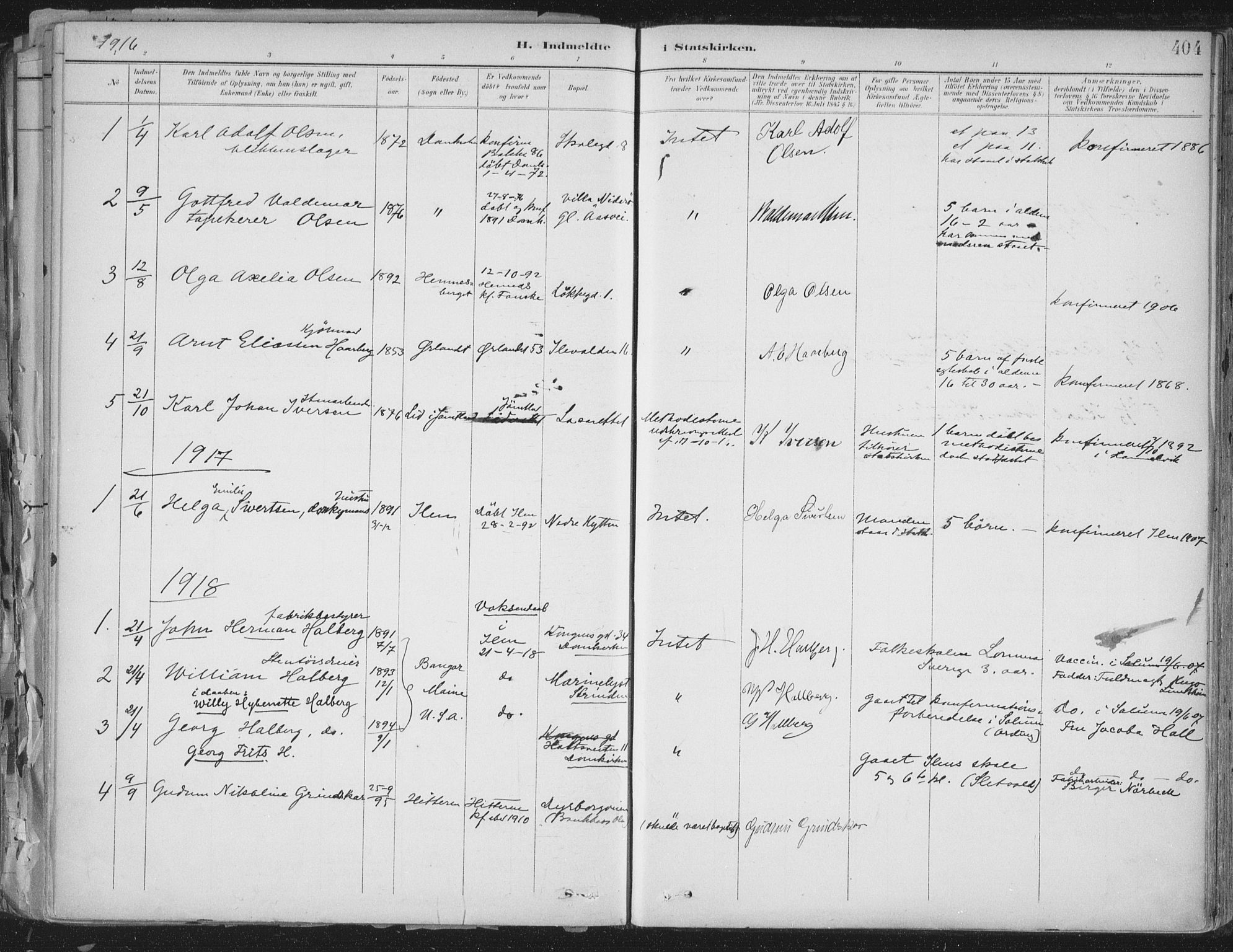 Ministerialprotokoller, klokkerbøker og fødselsregistre - Sør-Trøndelag, SAT/A-1456/603/L0167: Parish register (official) no. 603A06, 1896-1932, p. 404