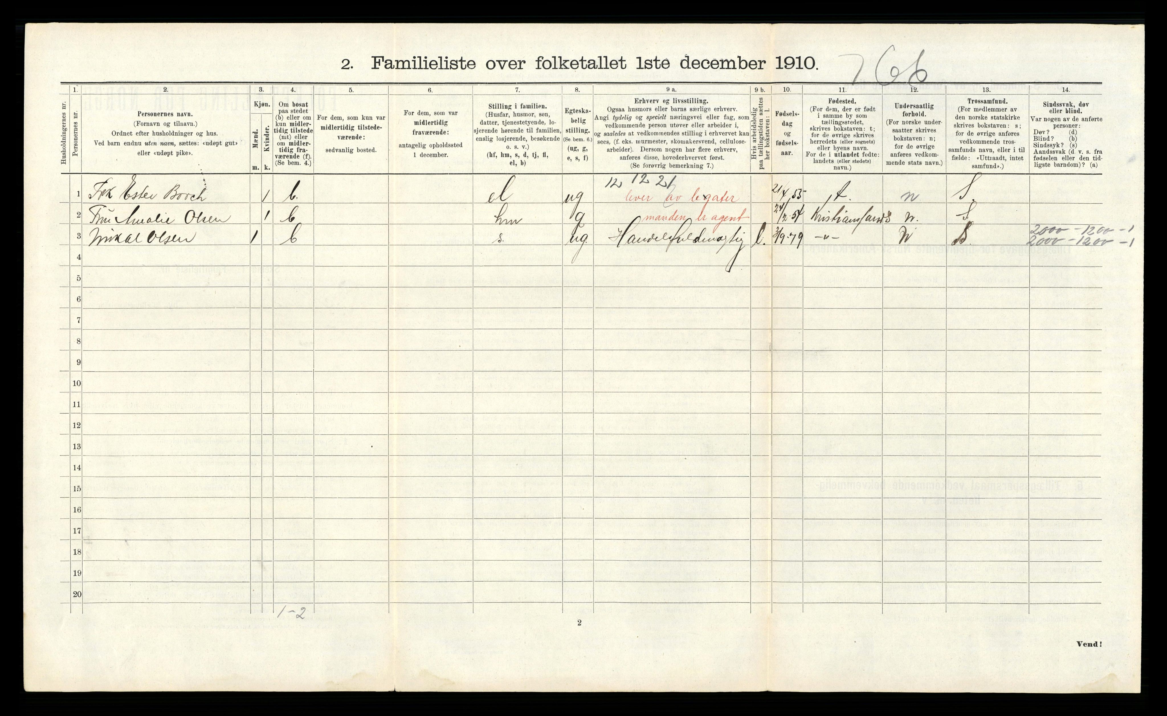 RA, 1910 census for Kristiansand, 1910, p. 757