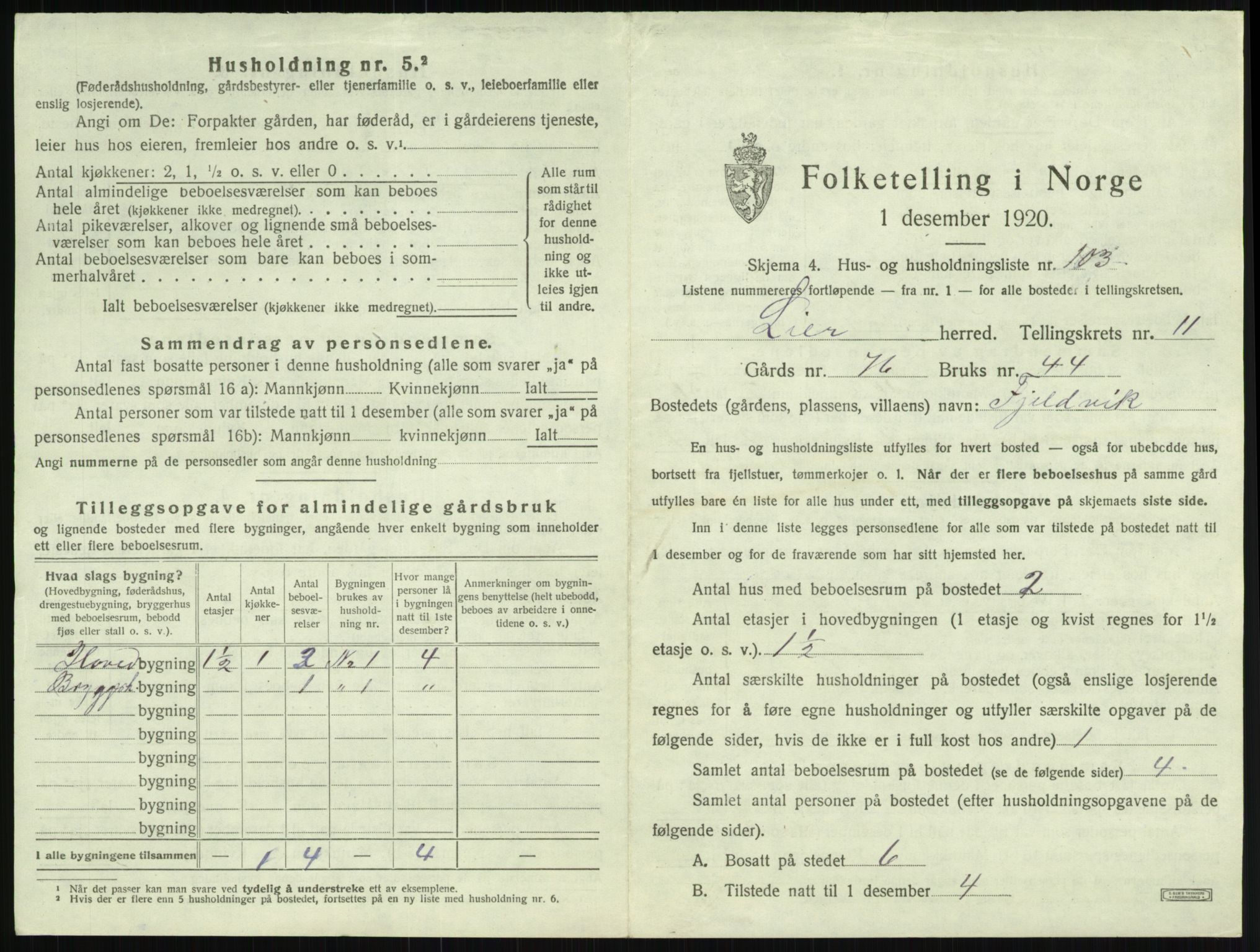 SAKO, 1920 census for Lier, 1920, p. 2017