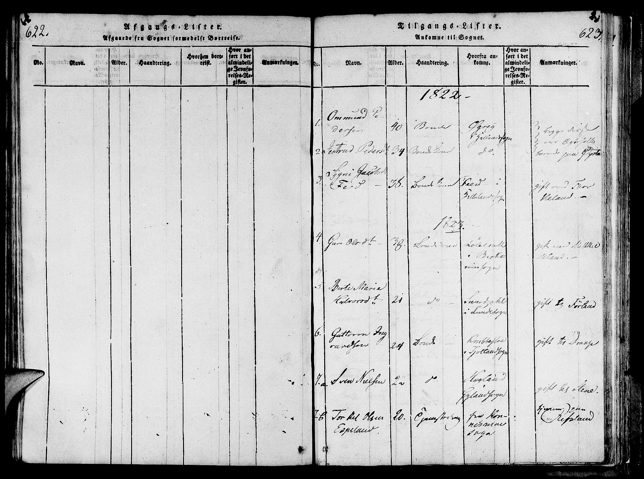 Lund sokneprestkontor, SAST/A-101809/S06/L0006: Parish register (official) no. A 6, 1816-1839, p. 622-623
