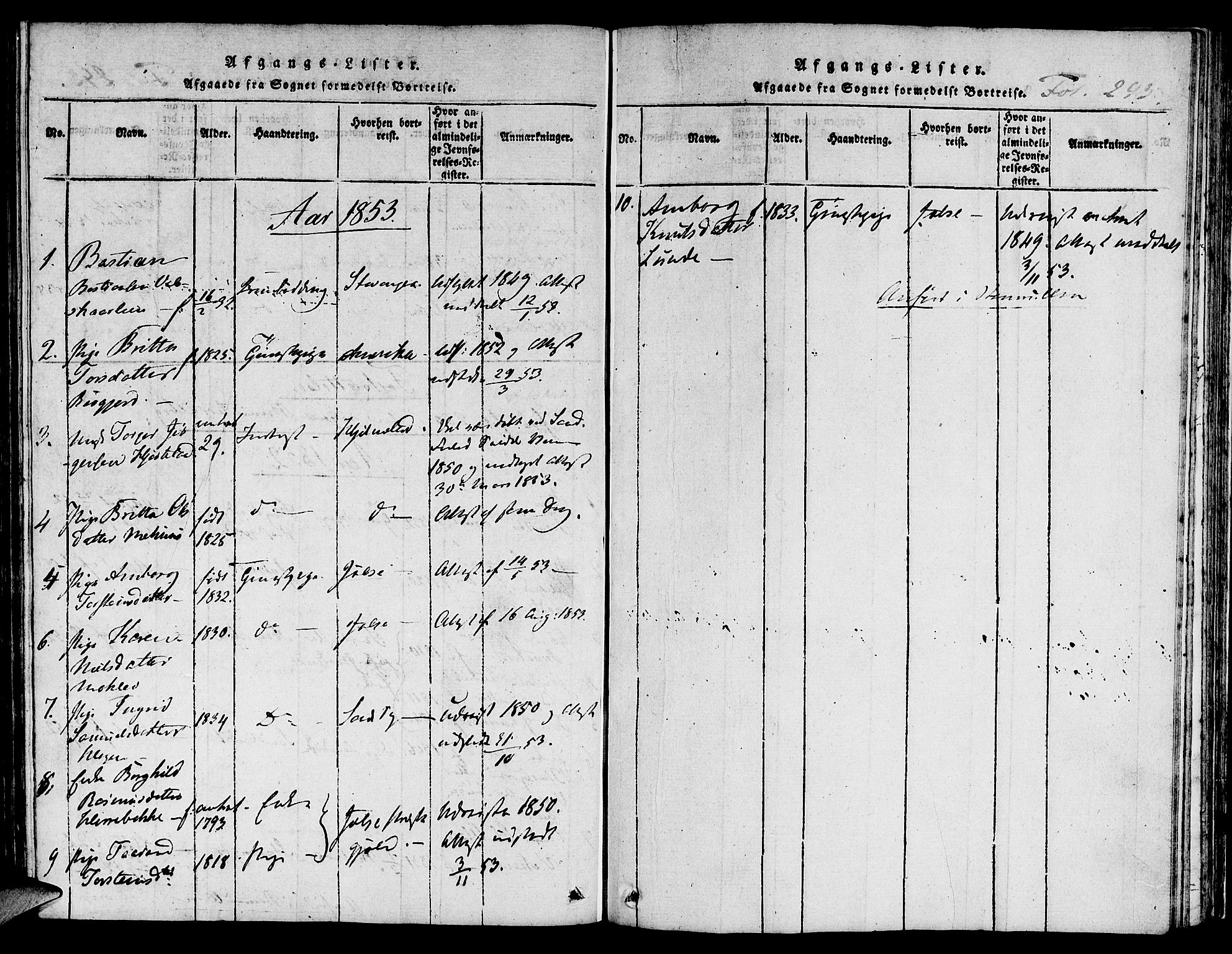 Suldal sokneprestkontor, AV/SAST-A-101845/01/IV/L0006: Parish register (official) no. A 6, 1816-1836, p. 293