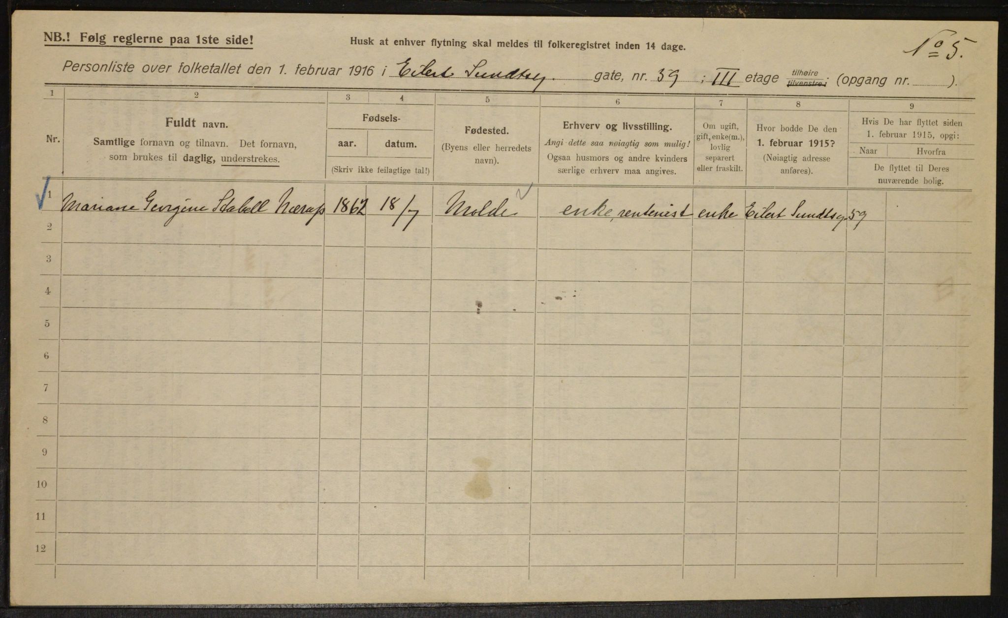 OBA, Municipal Census 1916 for Kristiania, 1916, p. 19774