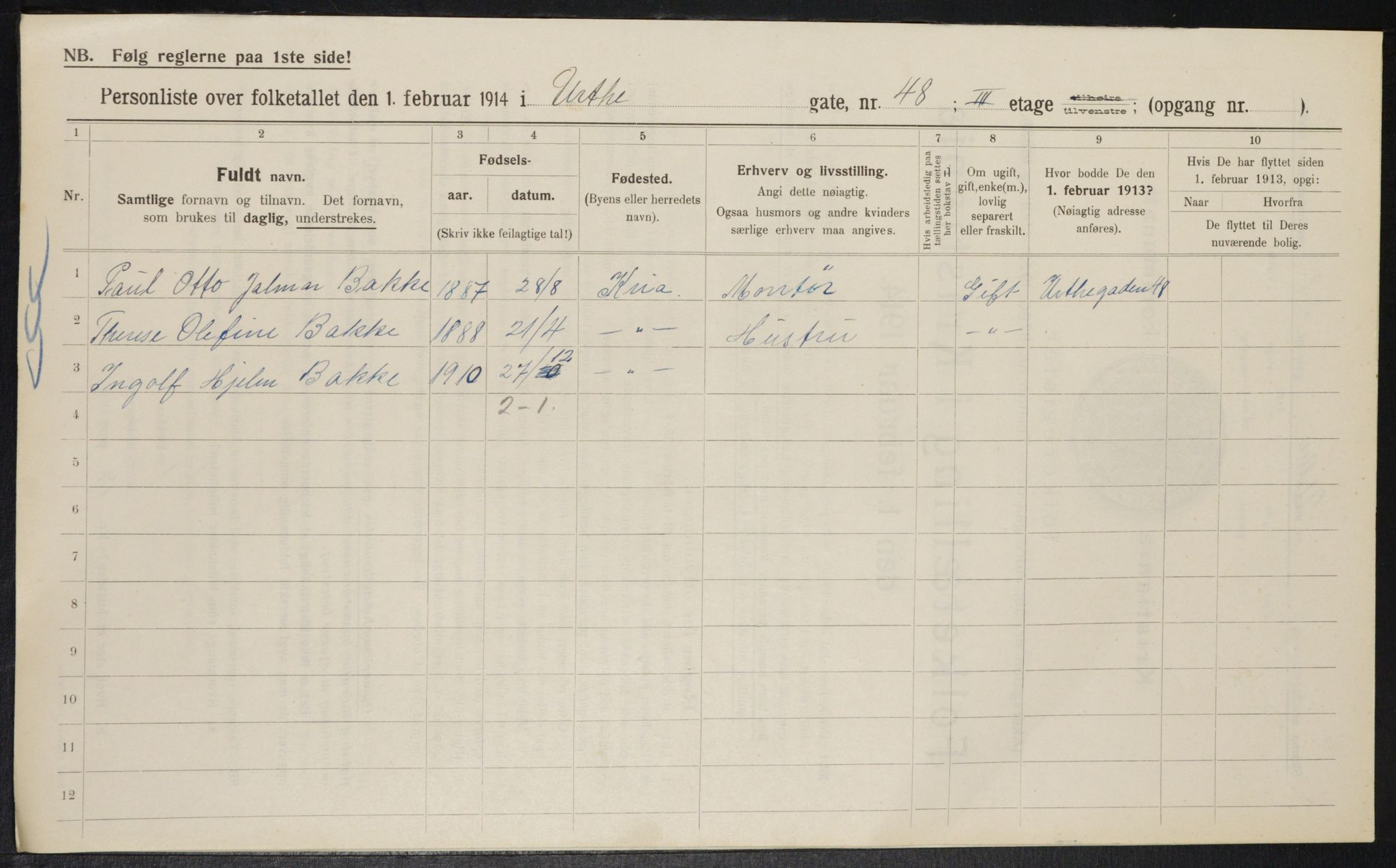 OBA, Municipal Census 1914 for Kristiania, 1914, p. 122337