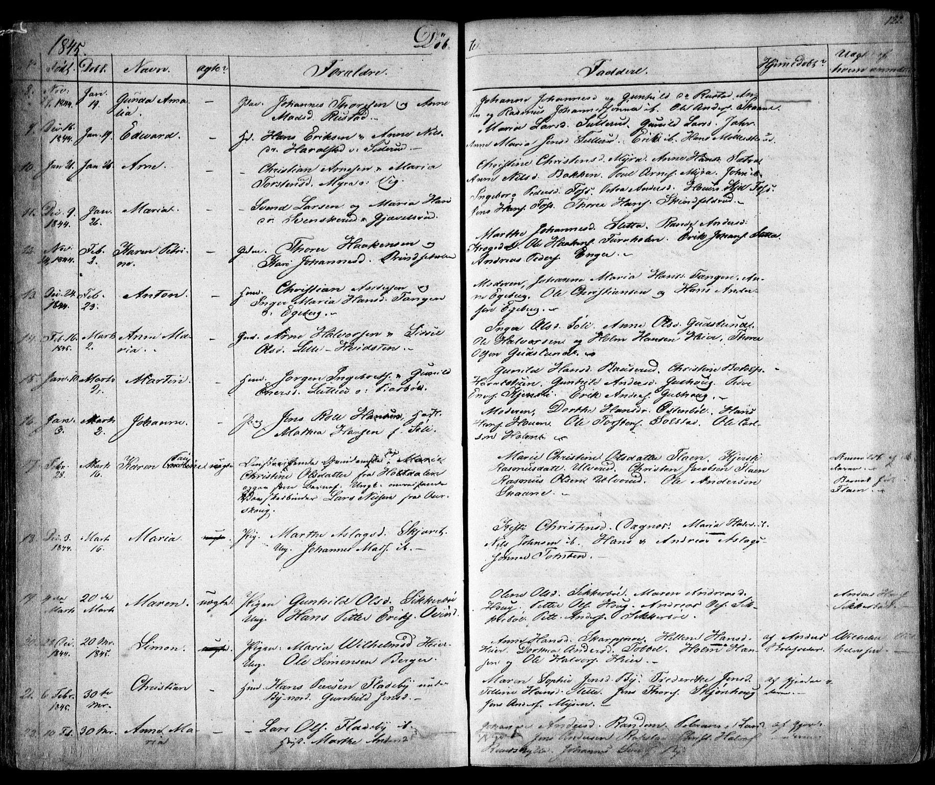 Enebakk prestekontor Kirkebøker, SAO/A-10171c/F/Fa/L0009: Parish register (official) no. I 9, 1832-1861, p. 122