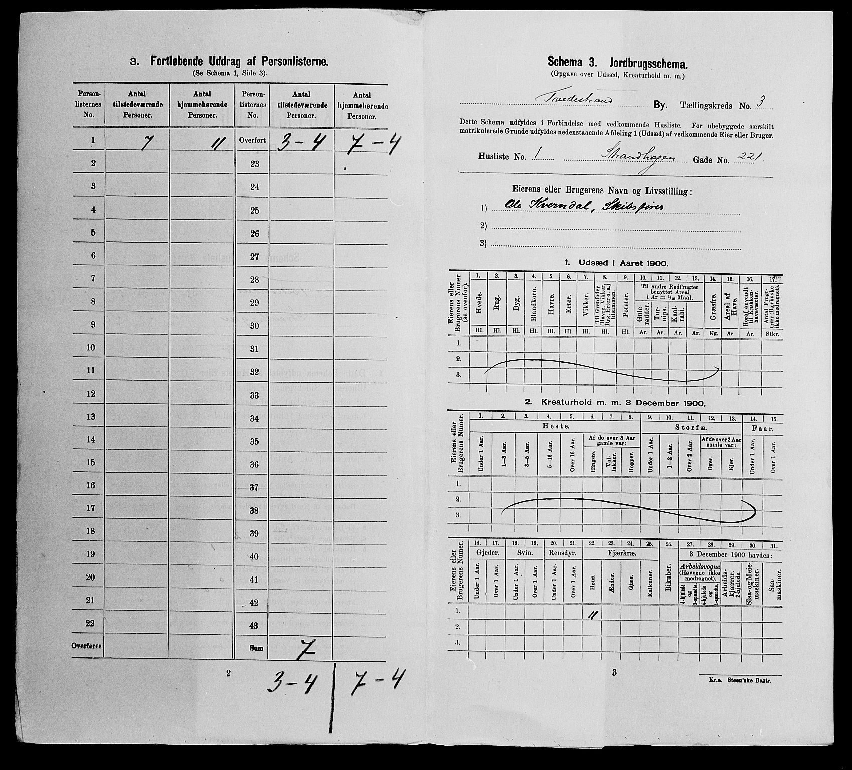 SAK, 1900 census for Tvedestrand, 1900, p. 954