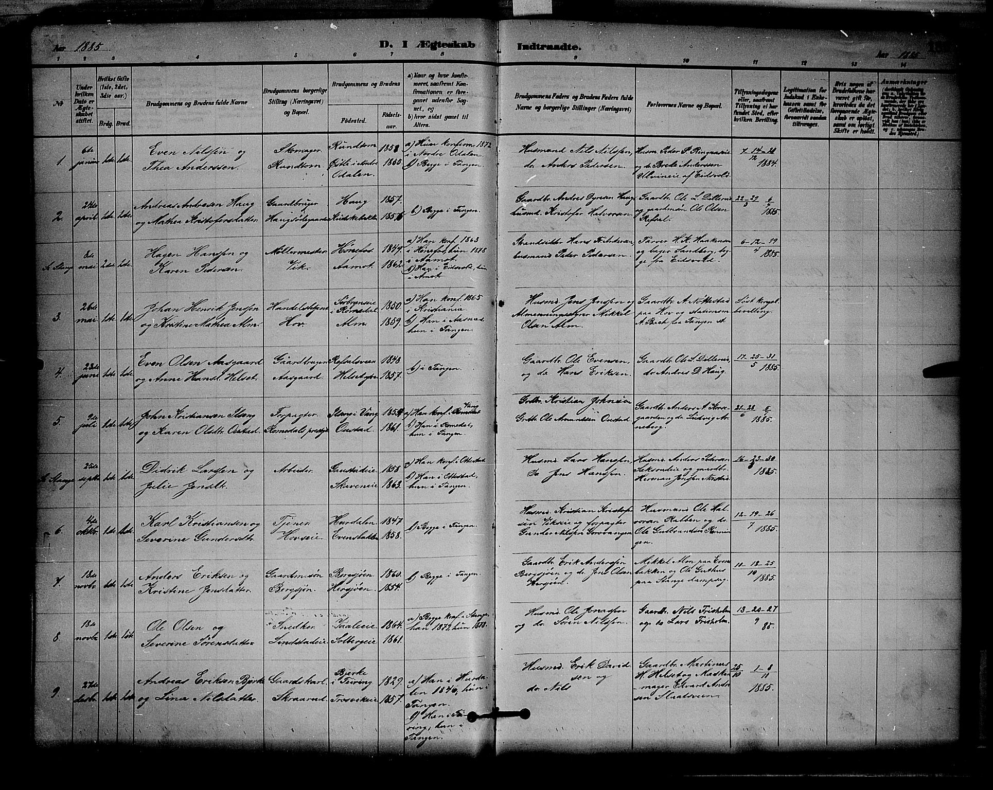 Stange prestekontor, SAH/PREST-002/L/L0008: Parish register (copy) no. 8, 1882-1895, p. 186