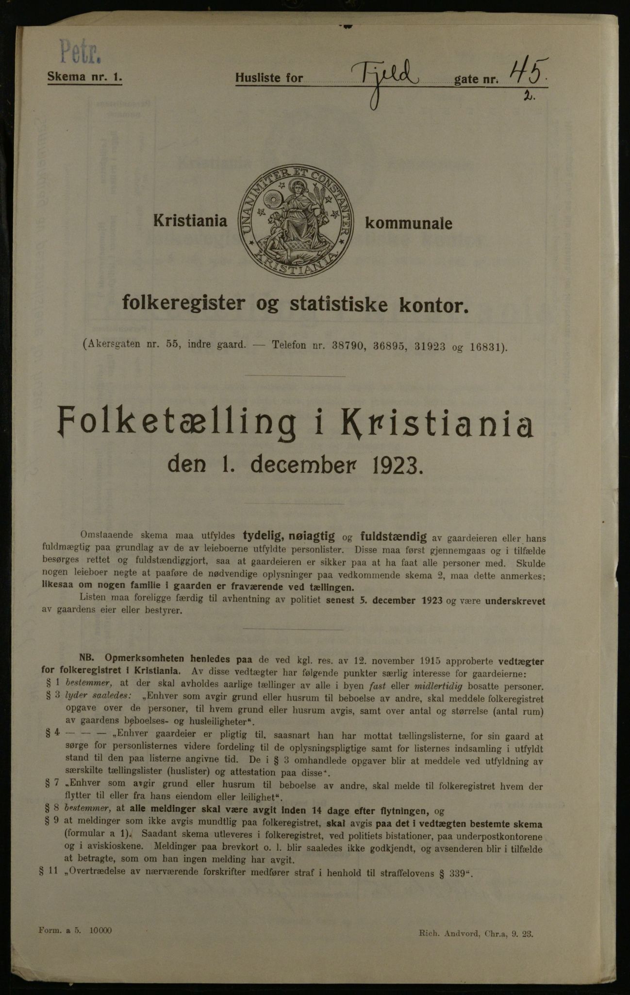 OBA, Municipal Census 1923 for Kristiania, 1923, p. 27675