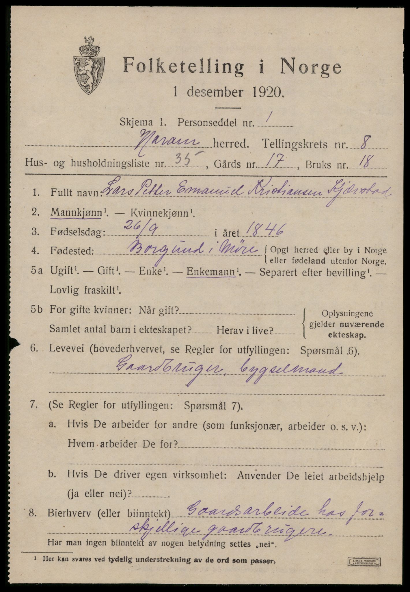 SAT, 1920 census for Haram, 1920, p. 5045