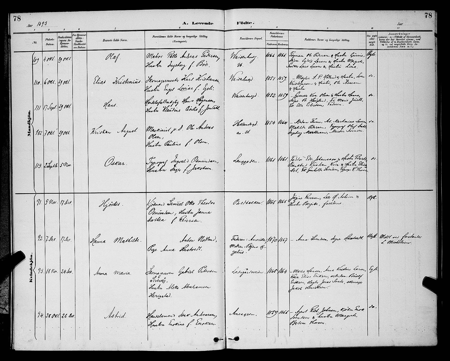 St. Petri sokneprestkontor, AV/SAST-A-101813/001/30/30BB/L0006: Parish register (copy) no. B 6, 1890-1897, p. 78