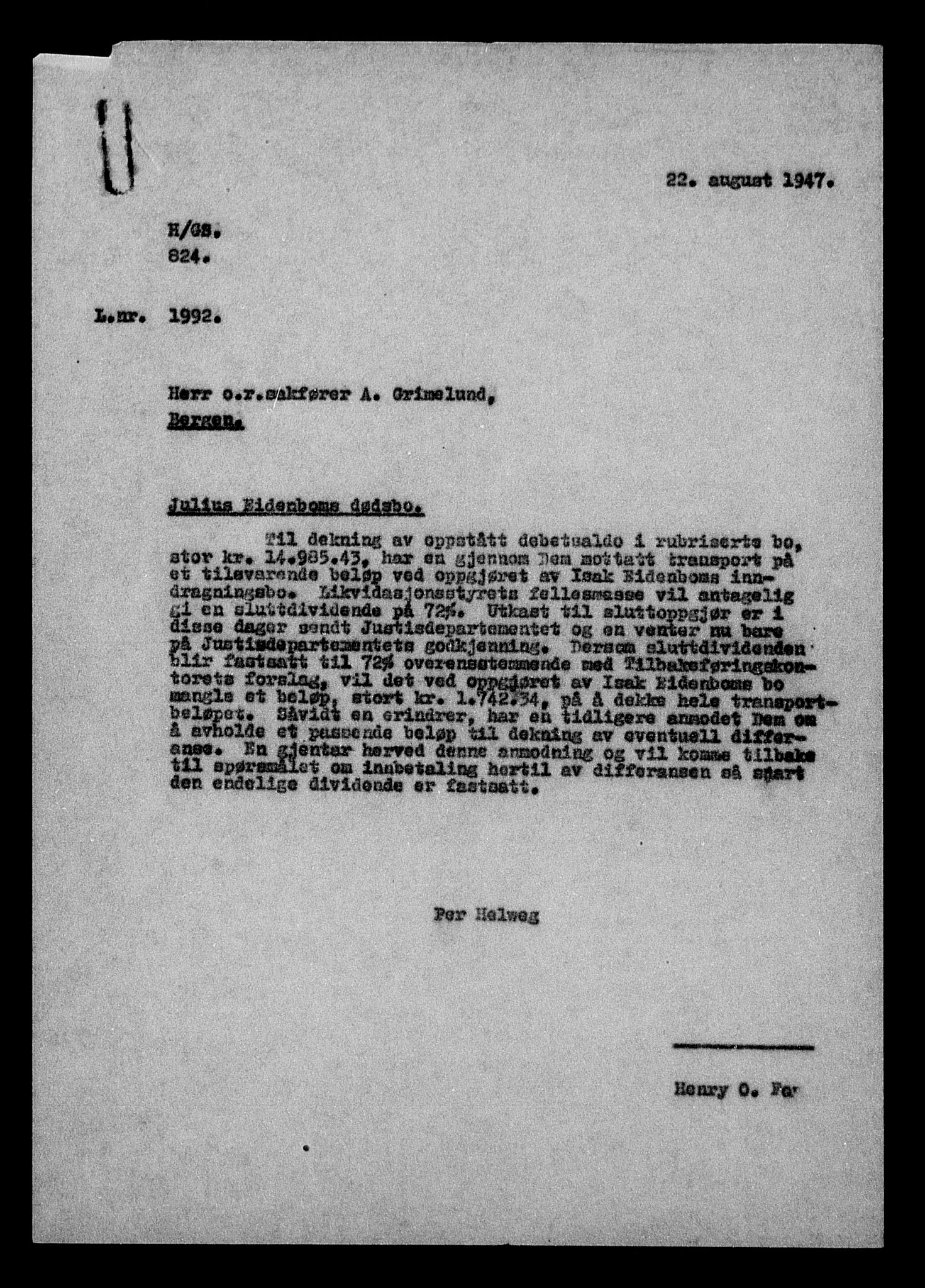 Justisdepartementet, Tilbakeføringskontoret for inndratte formuer, RA/S-1564/H/Hc/Hcd/L0995: --, 1945-1947, p. 11