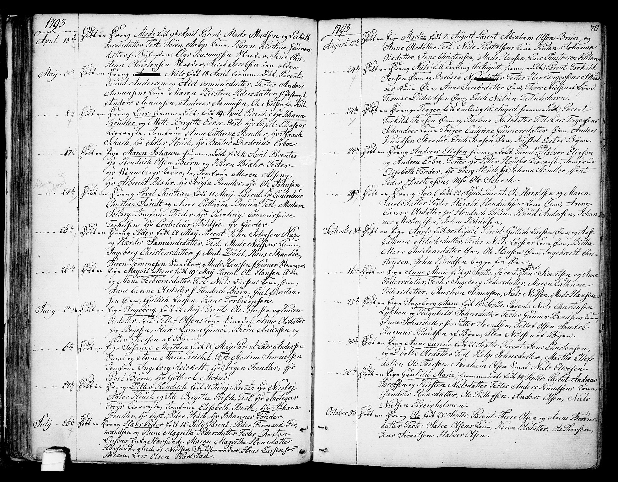 Kragerø kirkebøker, SAKO/A-278/F/Fa/L0002: Parish register (official) no. 2, 1767-1802, p. 70