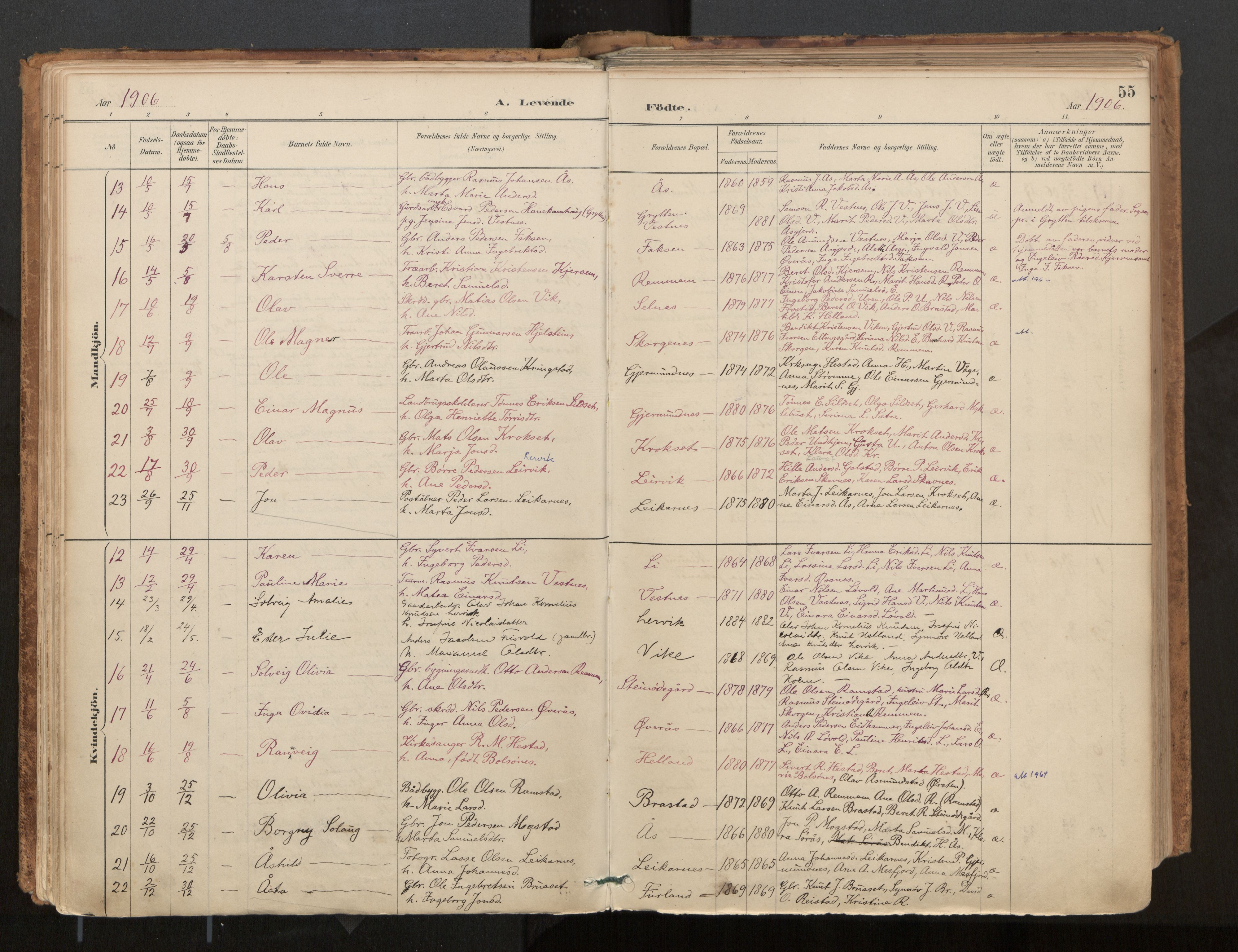 Ministerialprotokoller, klokkerbøker og fødselsregistre - Møre og Romsdal, AV/SAT-A-1454/539/L0531: Parish register (official) no. 539A04, 1887-1913, p. 55