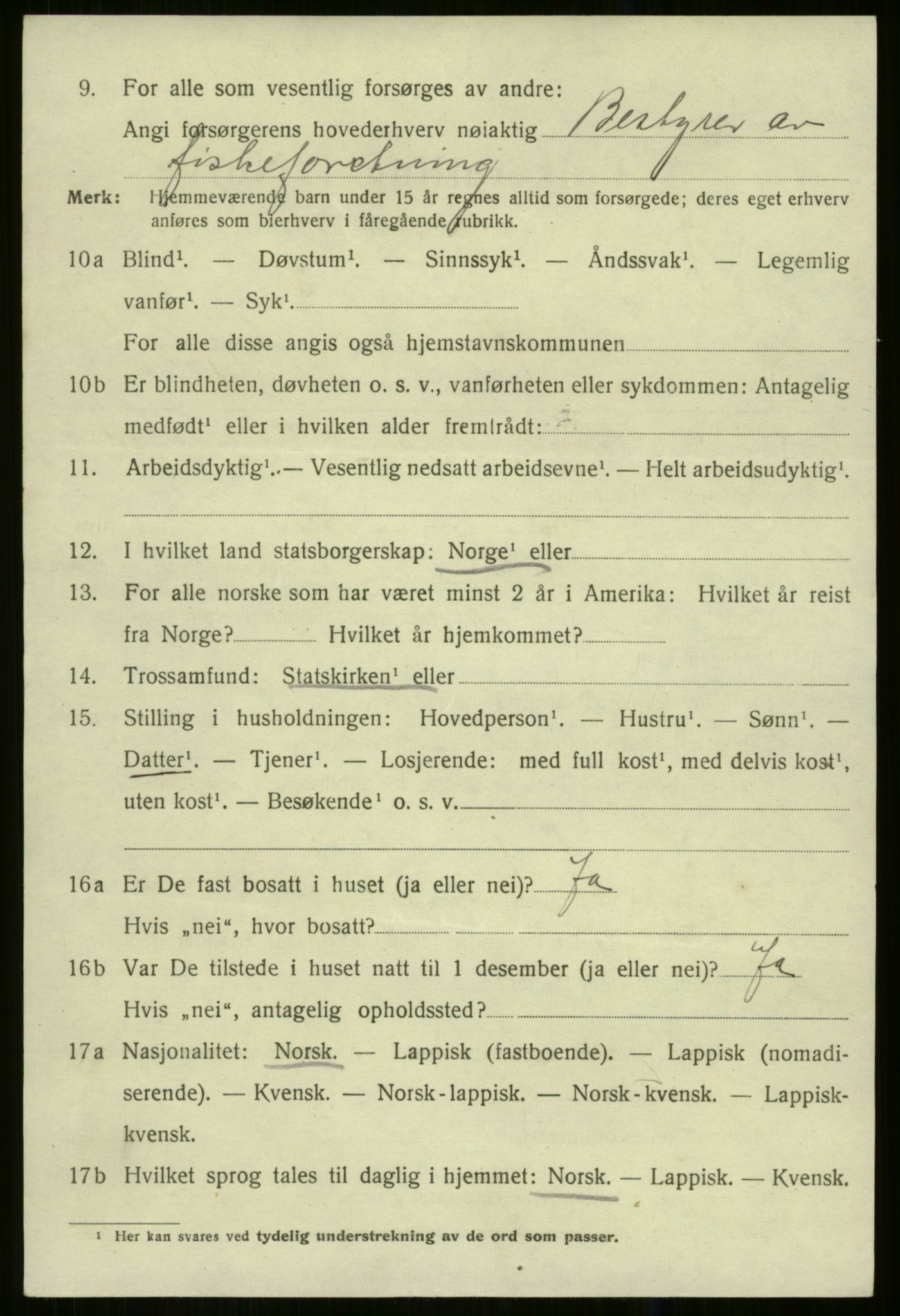 SATØ, 1920 census for Vardø, 1920, p. 2364