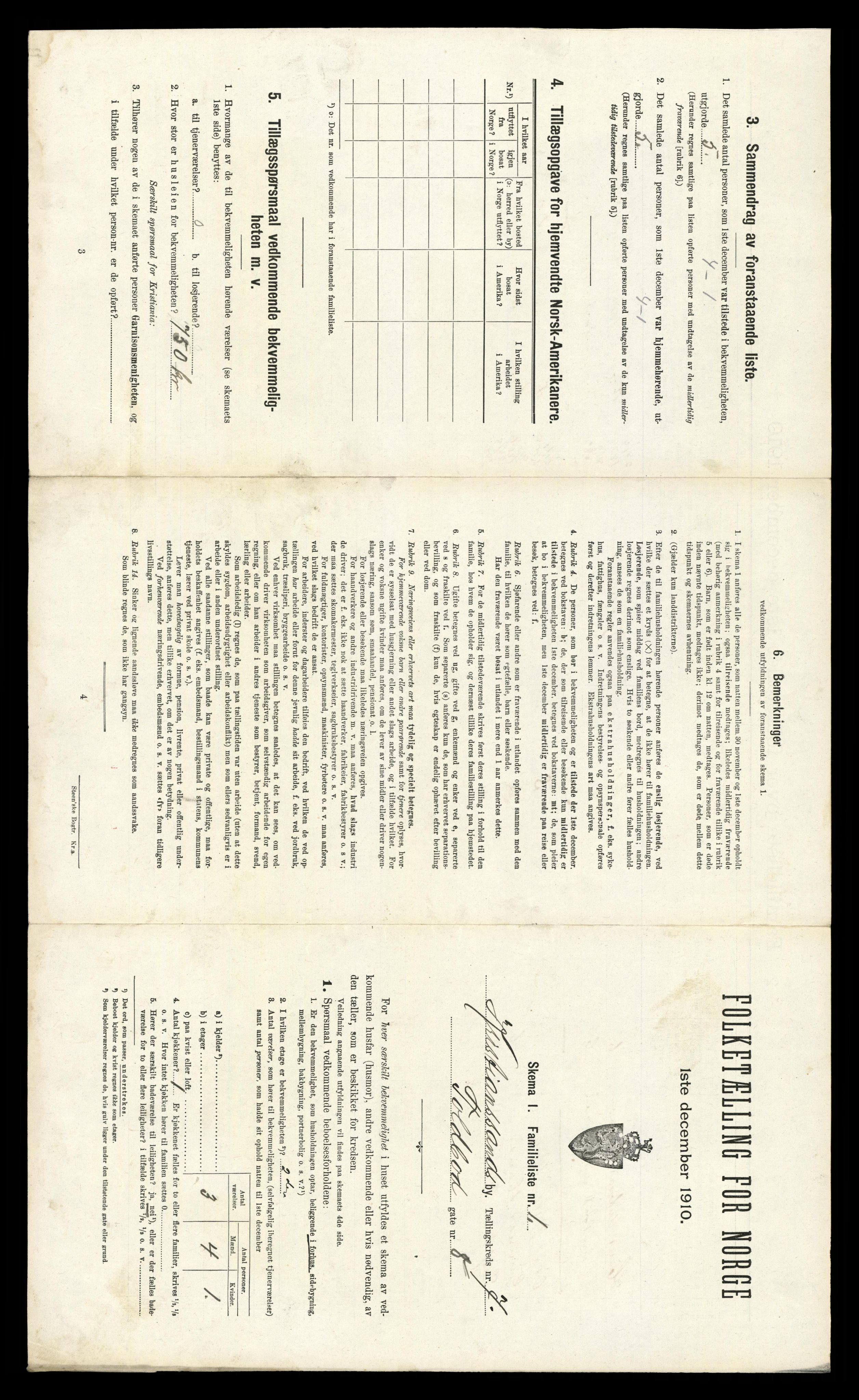 RA, 1910 census for Kristiansand, 1910, p. 1564