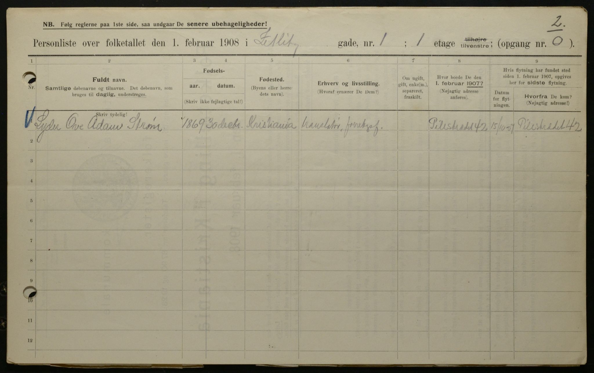 OBA, Municipal Census 1908 for Kristiania, 1908, p. 115484