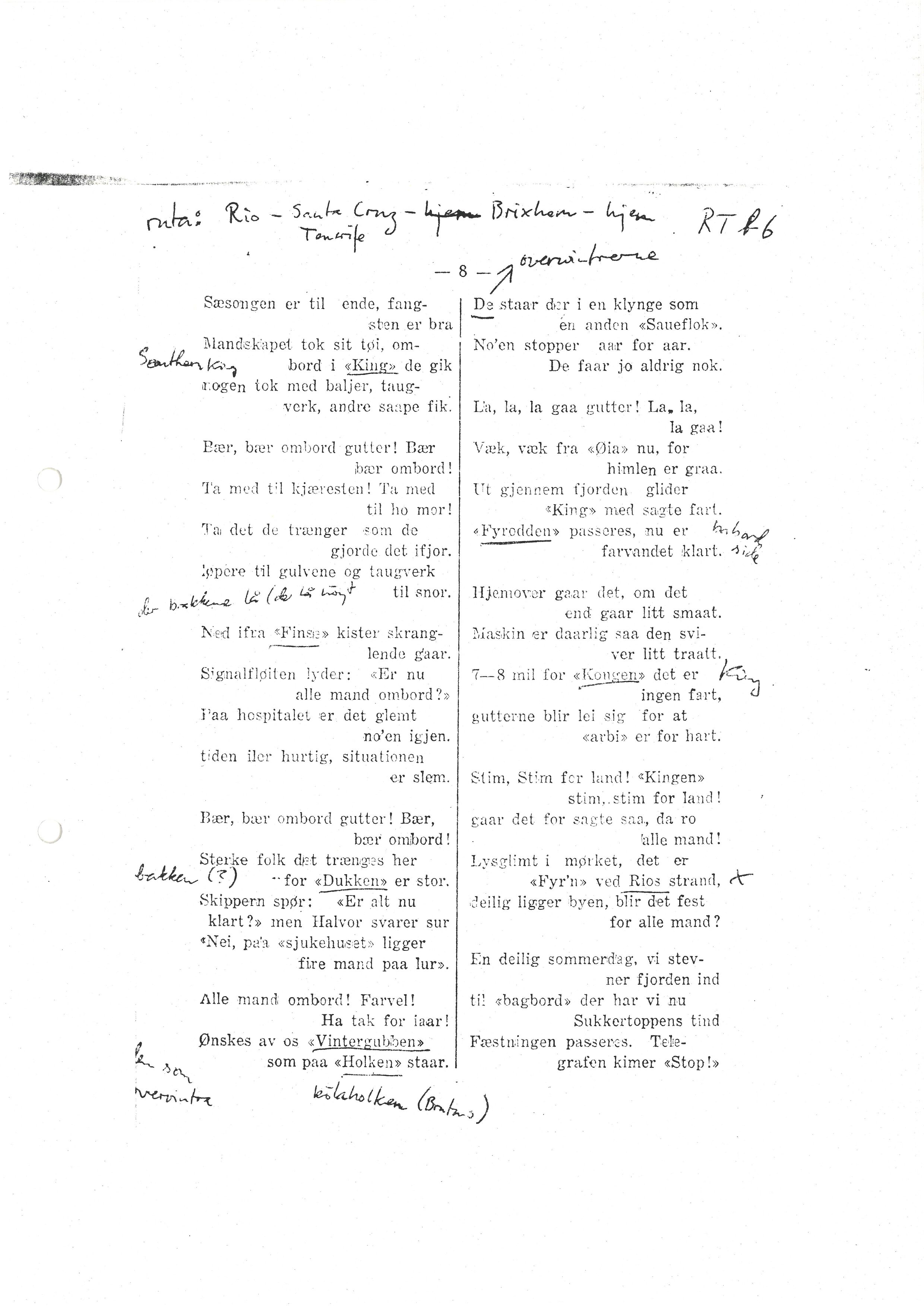 Sa 16 - Folkemusikk fra Vestfold, Gjerdesamlingen, VEMU/A-1868/I/L0001: Informantregister med intervjunedtegnelser, 1979-1986