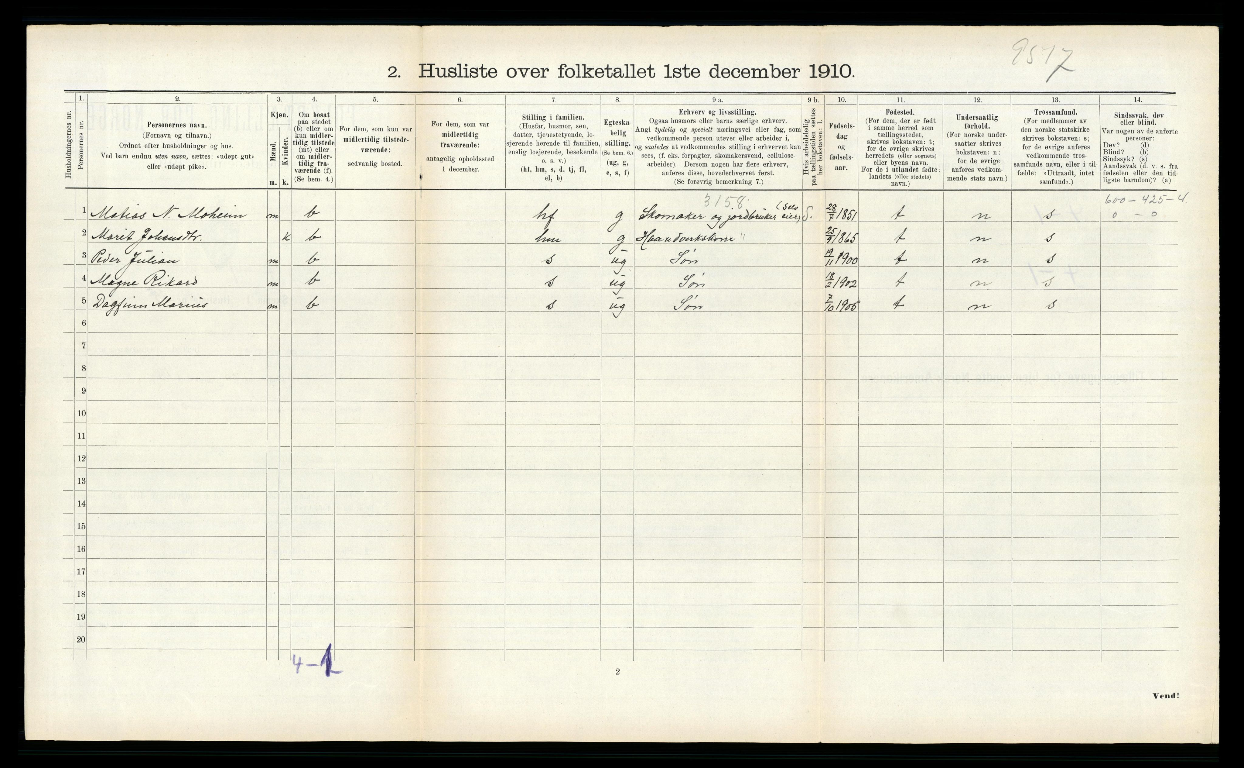 RA, 1910 census for Skatval, 1910, p. 533