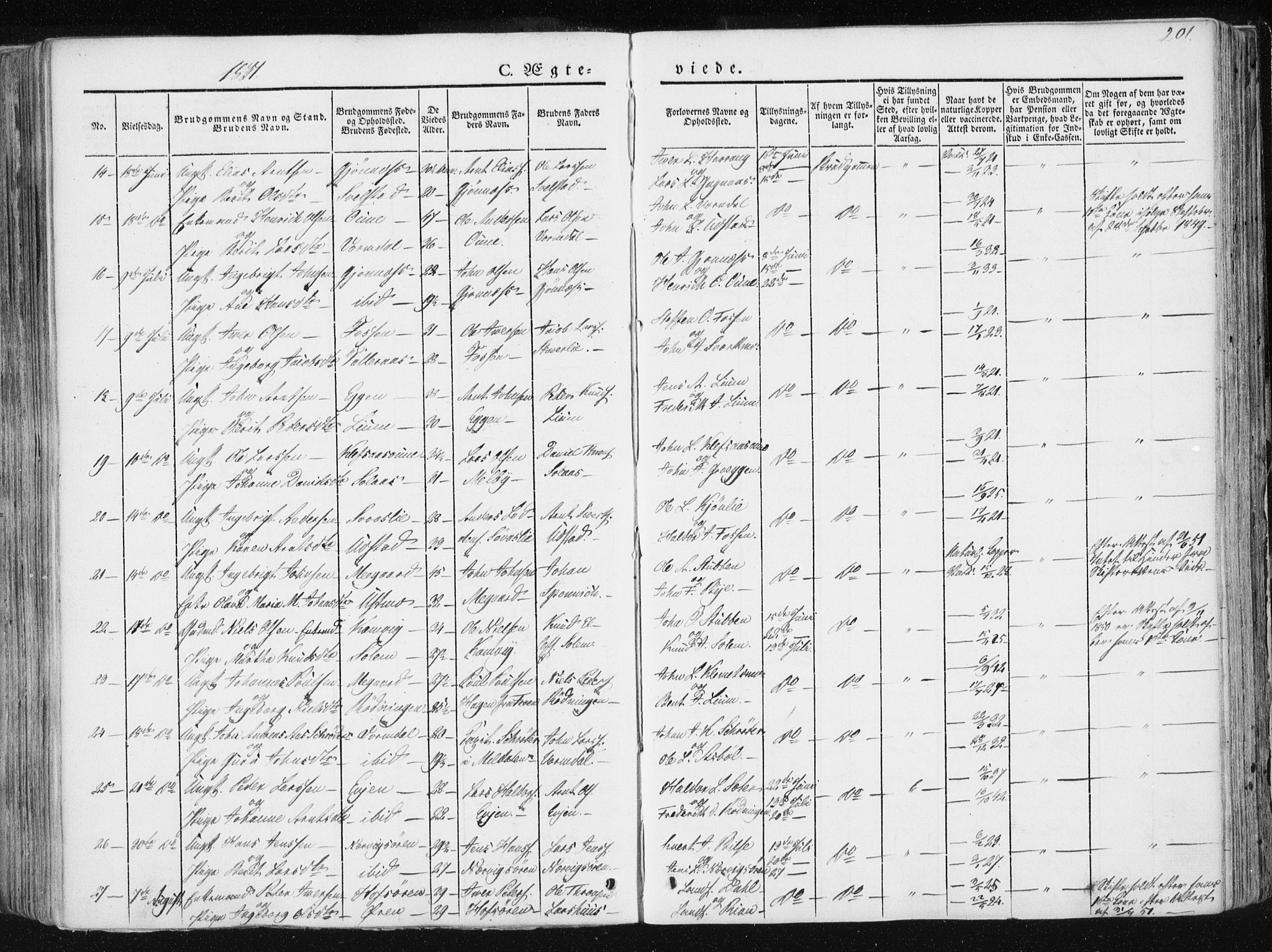 Ministerialprotokoller, klokkerbøker og fødselsregistre - Sør-Trøndelag, SAT/A-1456/668/L0805: Parish register (official) no. 668A05, 1840-1853, p. 201