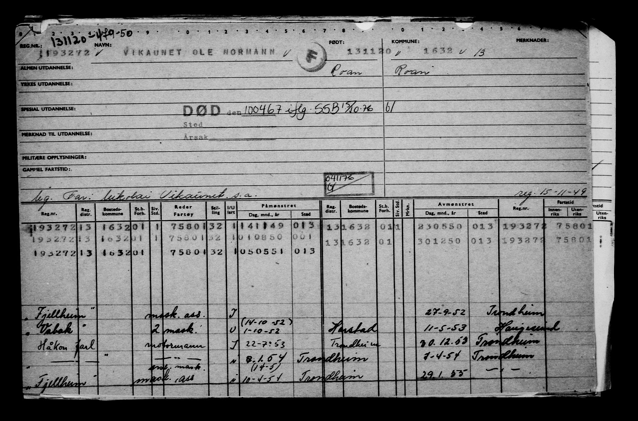 Direktoratet for sjømenn, AV/RA-S-3545/G/Gb/L0187: Hovedkort, 1920, p. 295