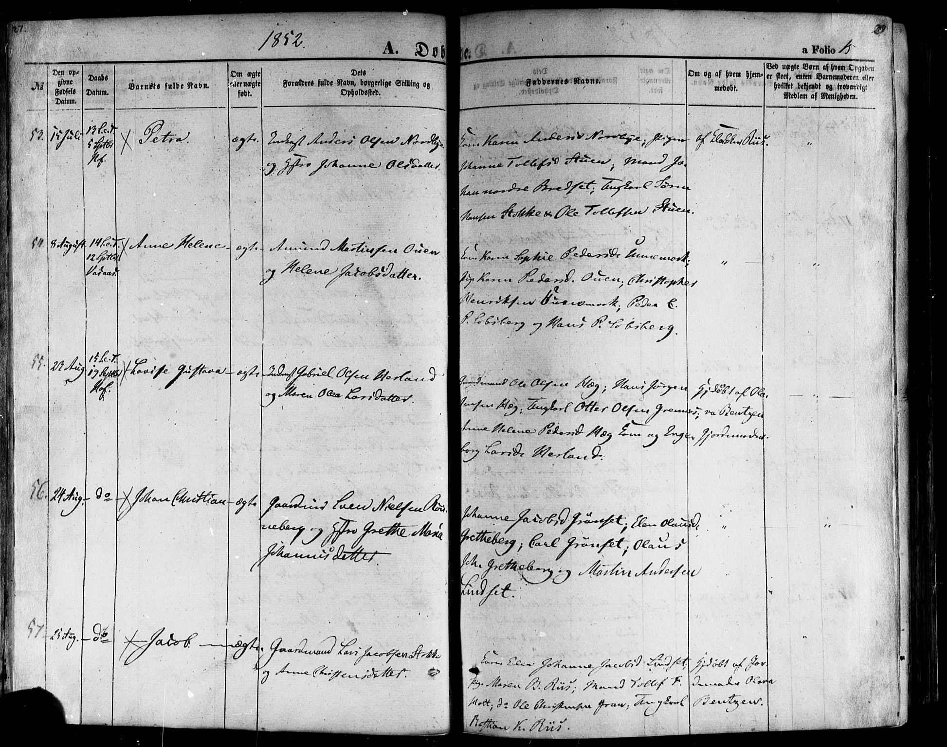 Hof kirkebøker, AV/SAKO-A-64/F/Fa/L0006: Parish register (official) no. I 6, 1851-1877, p. 15