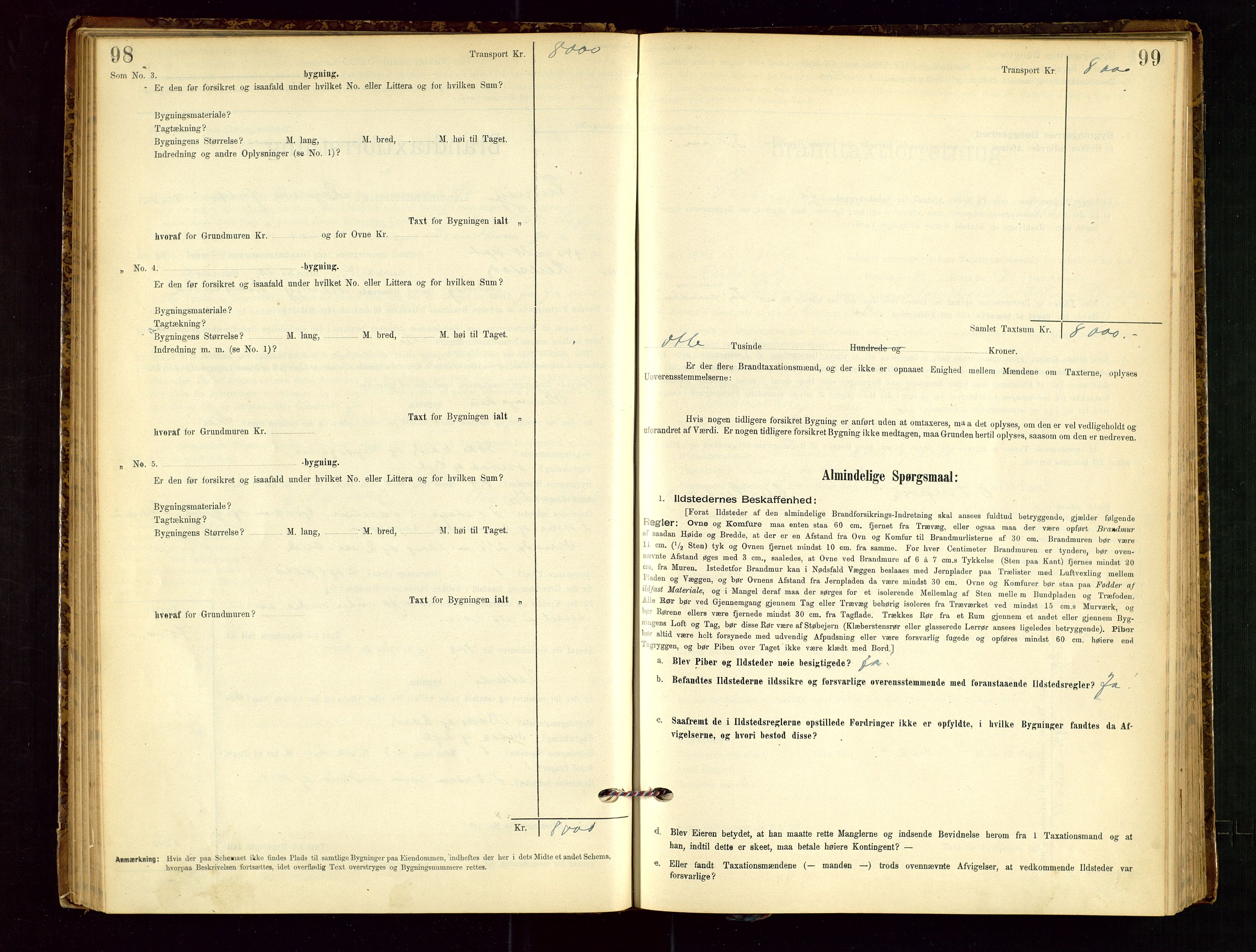 Finnøy lensmannskontor, AV/SAST-A-100442/Goa/L0003: Branntakstprotokoll - skjemaprotokoll, 1896-1954, p. 98-99