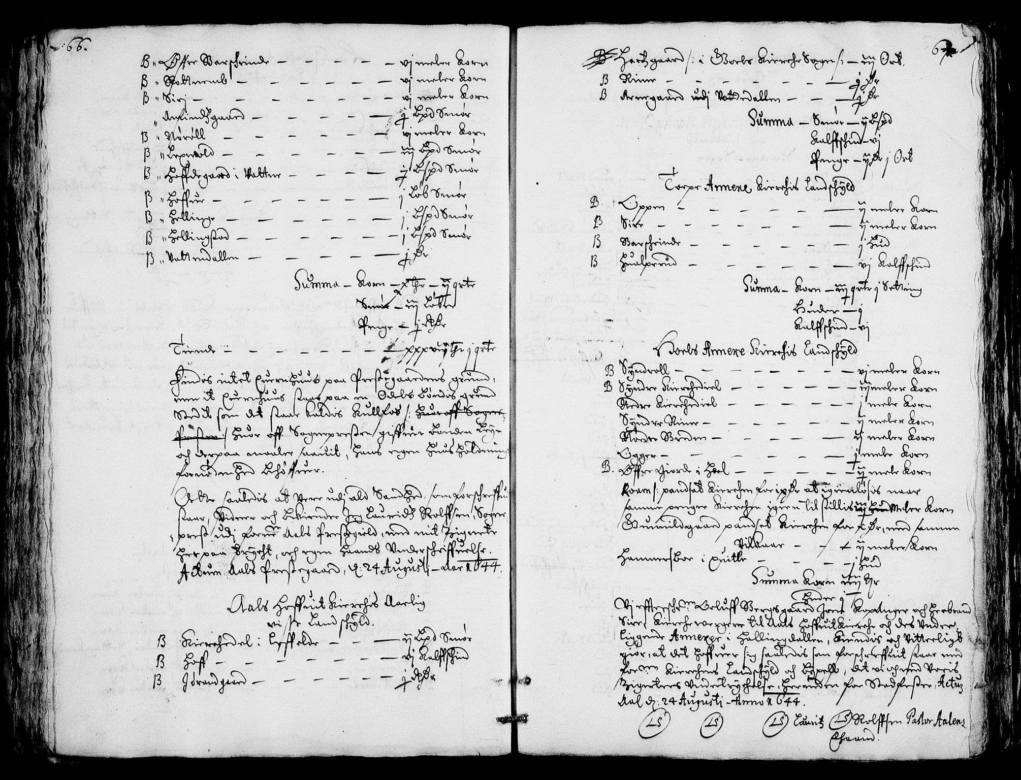 Rentekammeret inntil 1814, Realistisk ordnet avdeling, AV/RA-EA-4070/Fc/Fca/L0001/0004: [Ca I]  Akershus stift / Jordebok over kirkene og prestebolene i Oslo og Hamar stift, 1664, p. 66-67